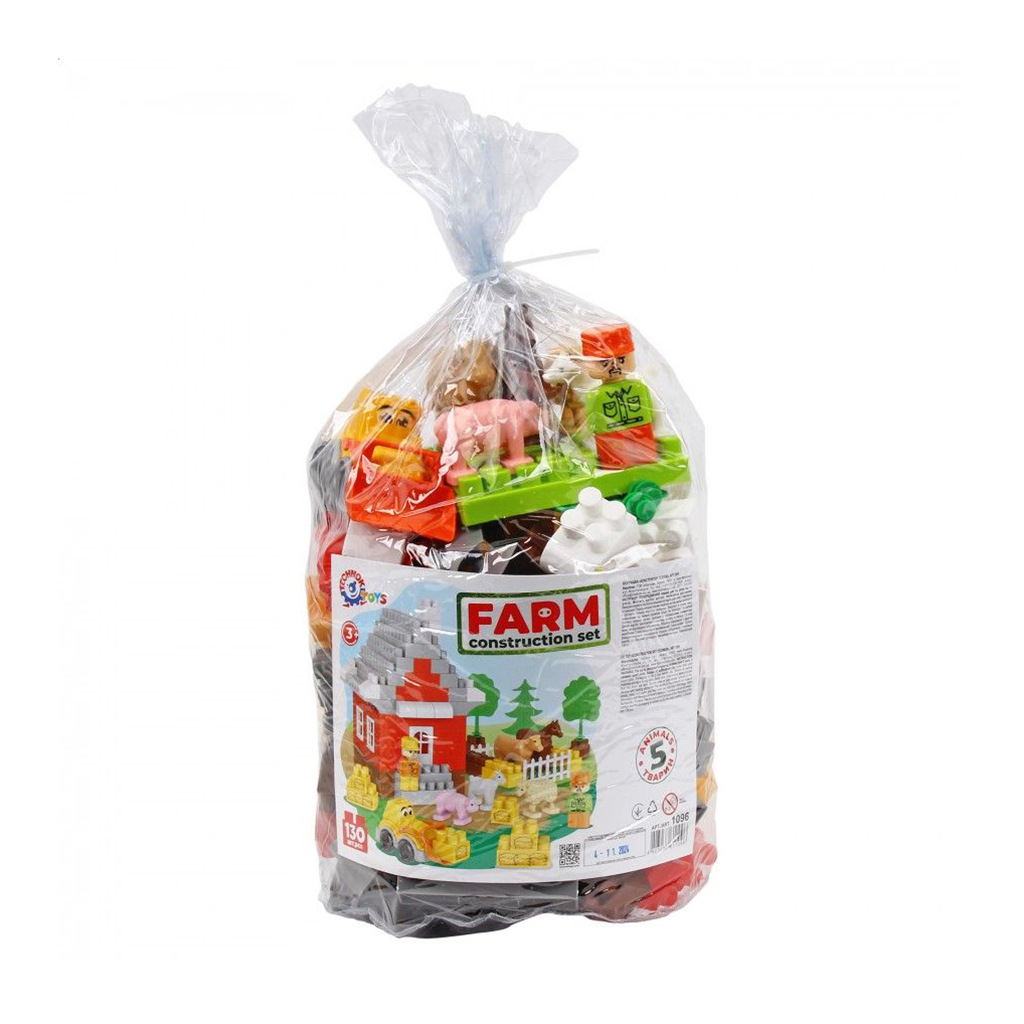 

Конструктор блочний TechnoK Ферма, в кульку, від 3 років, 130 деталей (1096)