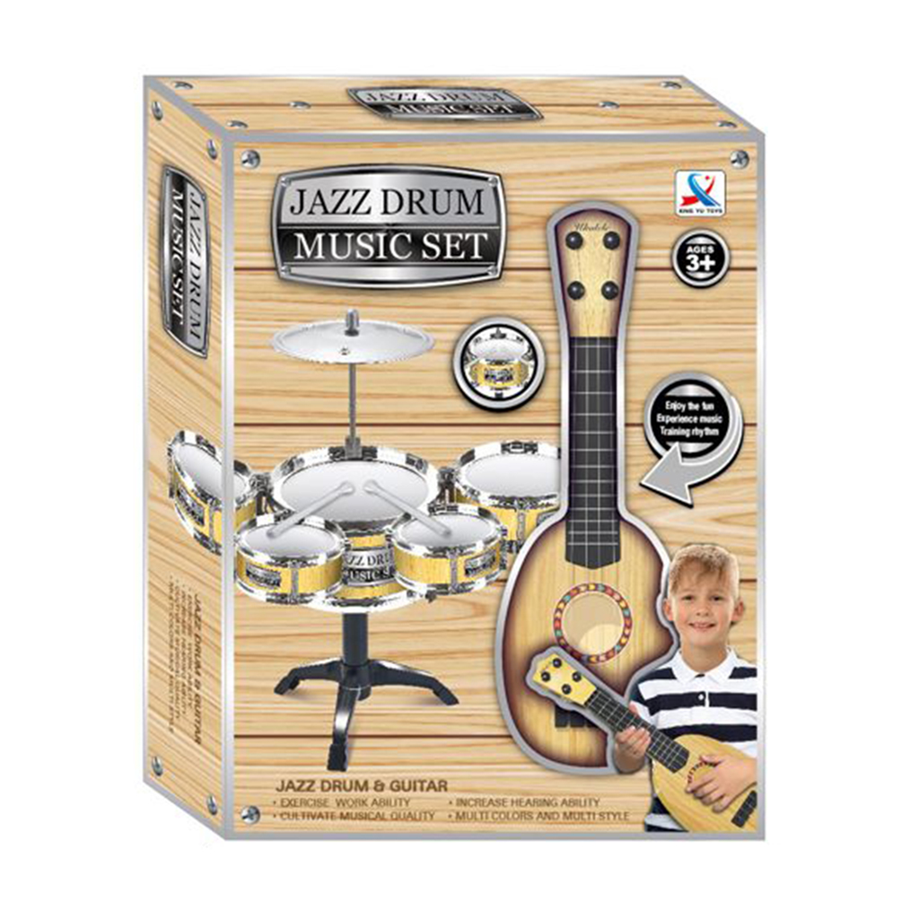 

Дитячий ігровий набір Shantou Jinxing Jazz Drum Music Set Барабанна установка та гітара, від 3 років (333-018)