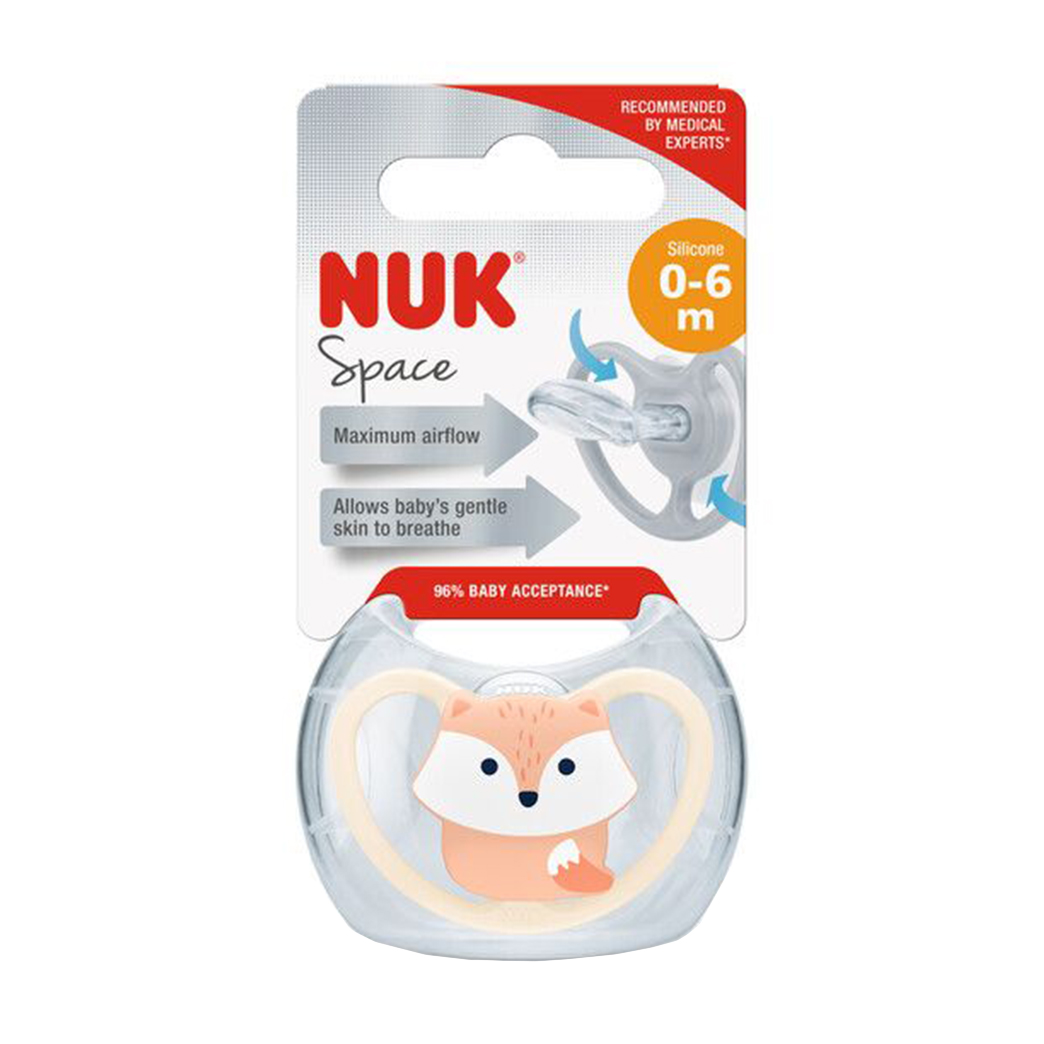 

Силіконова ортодонтична пустушка NUK Space від народження до 6 місяців, лисичка, 1 шт (3952603)