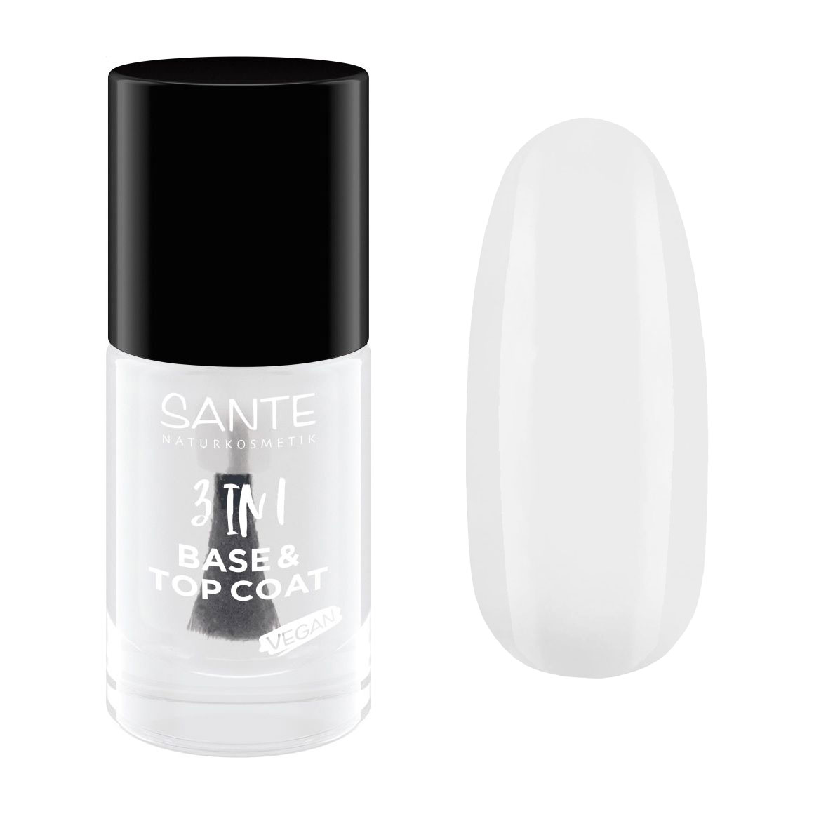 

Біо-лак для нігтів 3 в 1 Sante Naturkosmetik 3 in 1 Base & Top Coat прозорий, 8 мл
