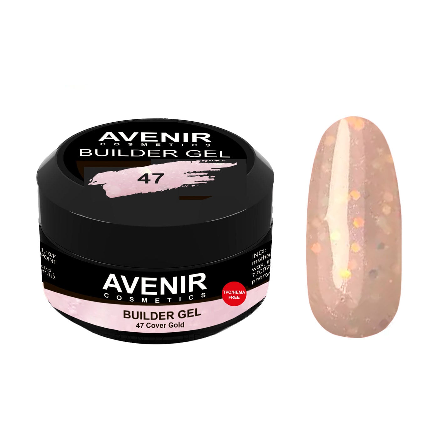 

Гель для нарощування нігтів Avenir Cosmetics Builder Gel Pro 47 Cover Gold, 15 мл