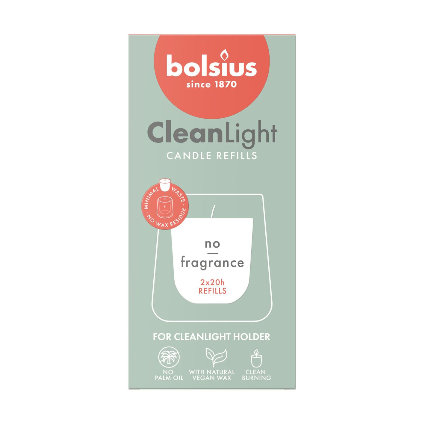 

Змінна ароматична свічка Bolsius CleanLight Refill No Fragrance, 2 шт