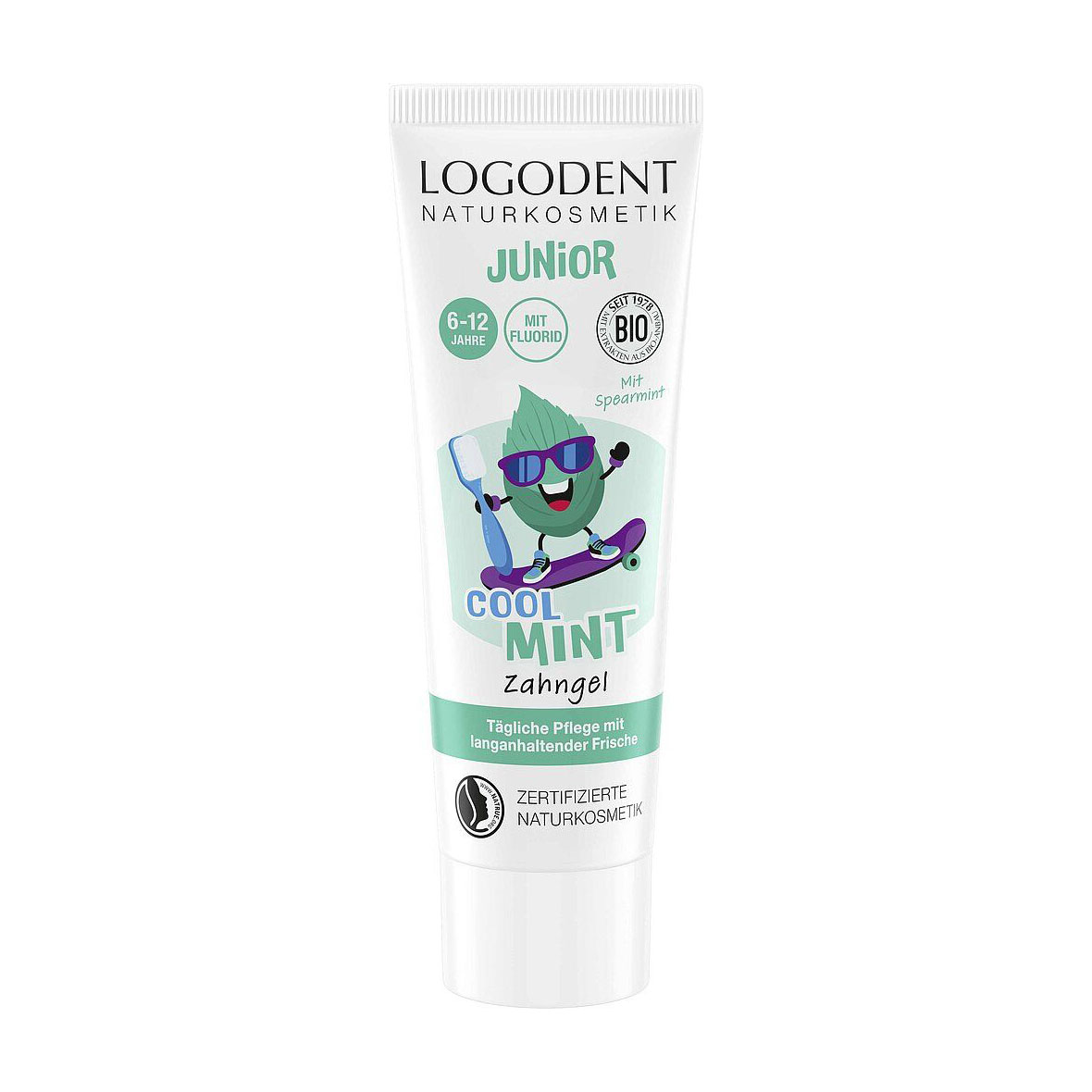 

Дитячий зубний гель Logodent Junior Cool Mint з фтором, від 6 до 12 років, 75 мл