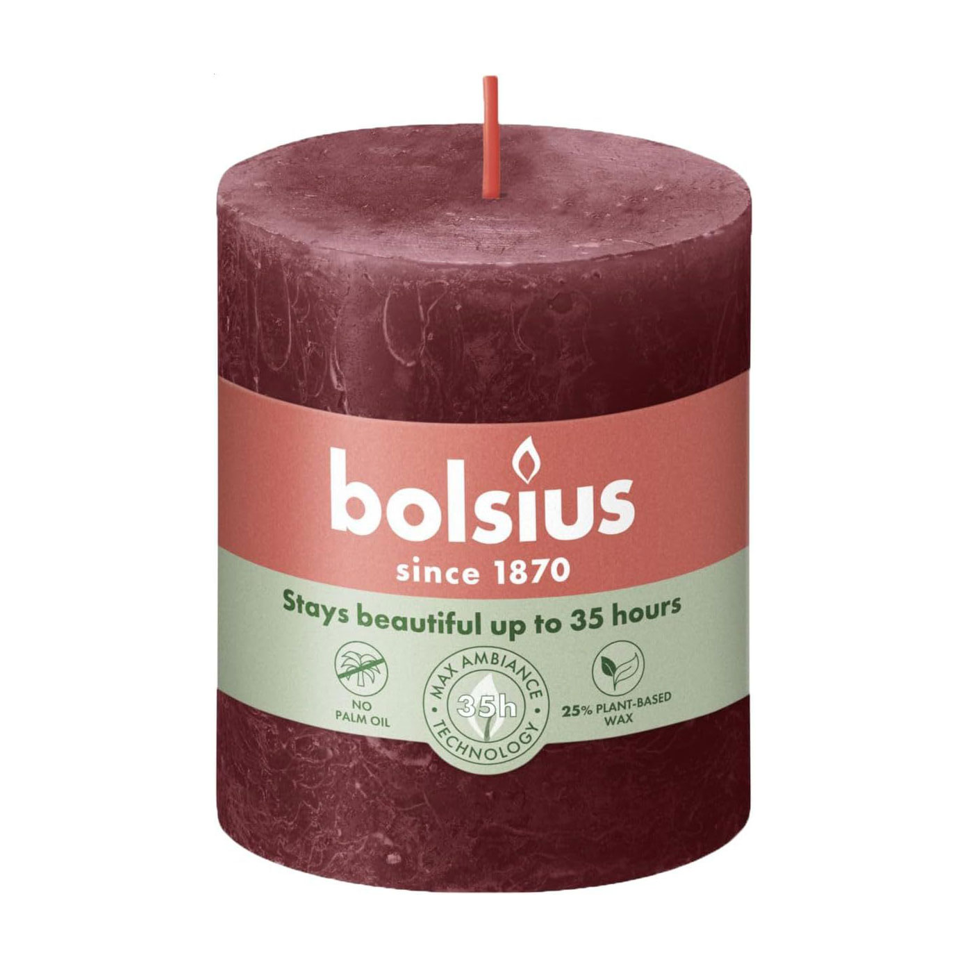 

Циліндрична свічка Bolsius Rustic Shine Оксамитово-червоний, 80*68 мм