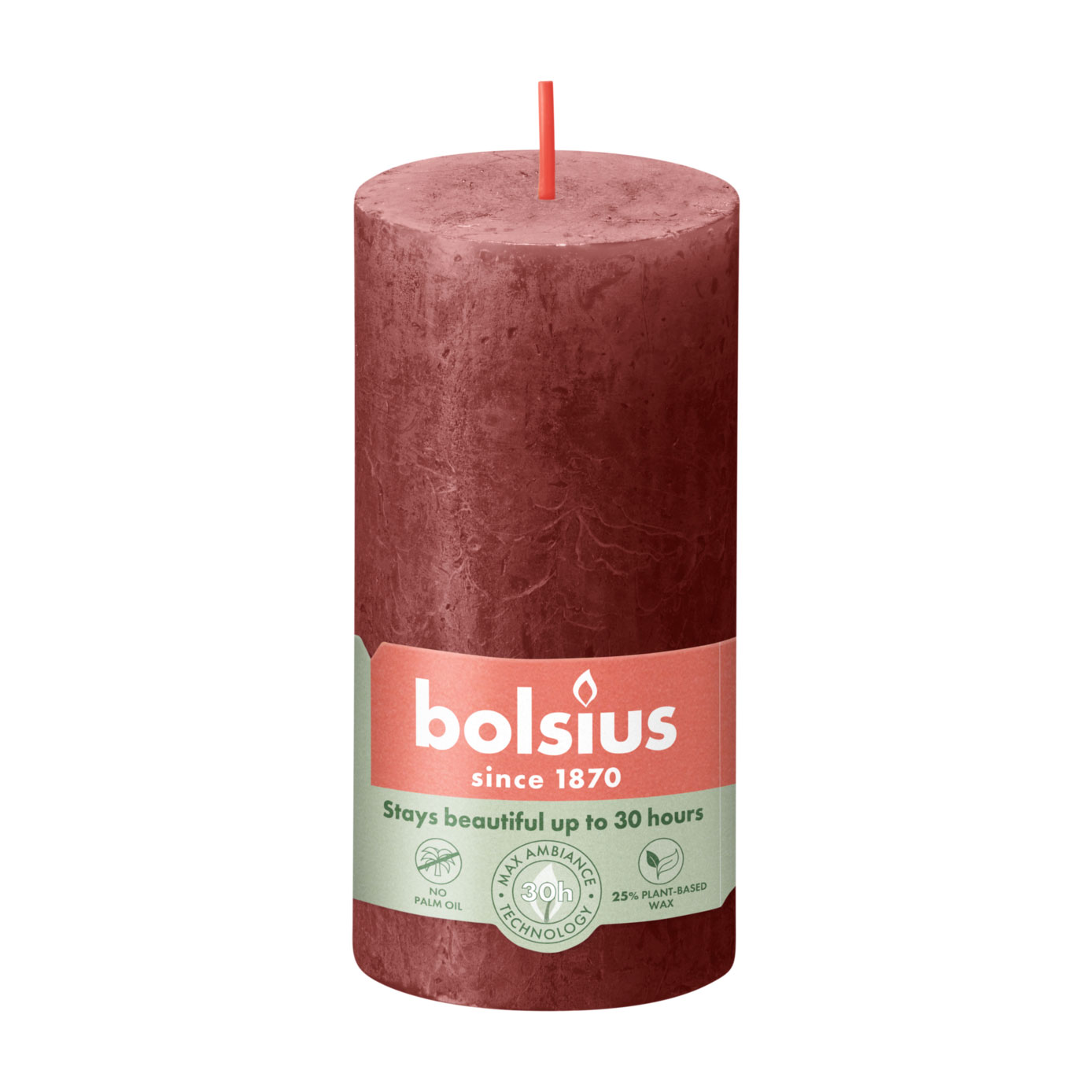 

Циліндрична свічка Bolsius Rustic Shine Ніжно-червоний, 100*50 мм