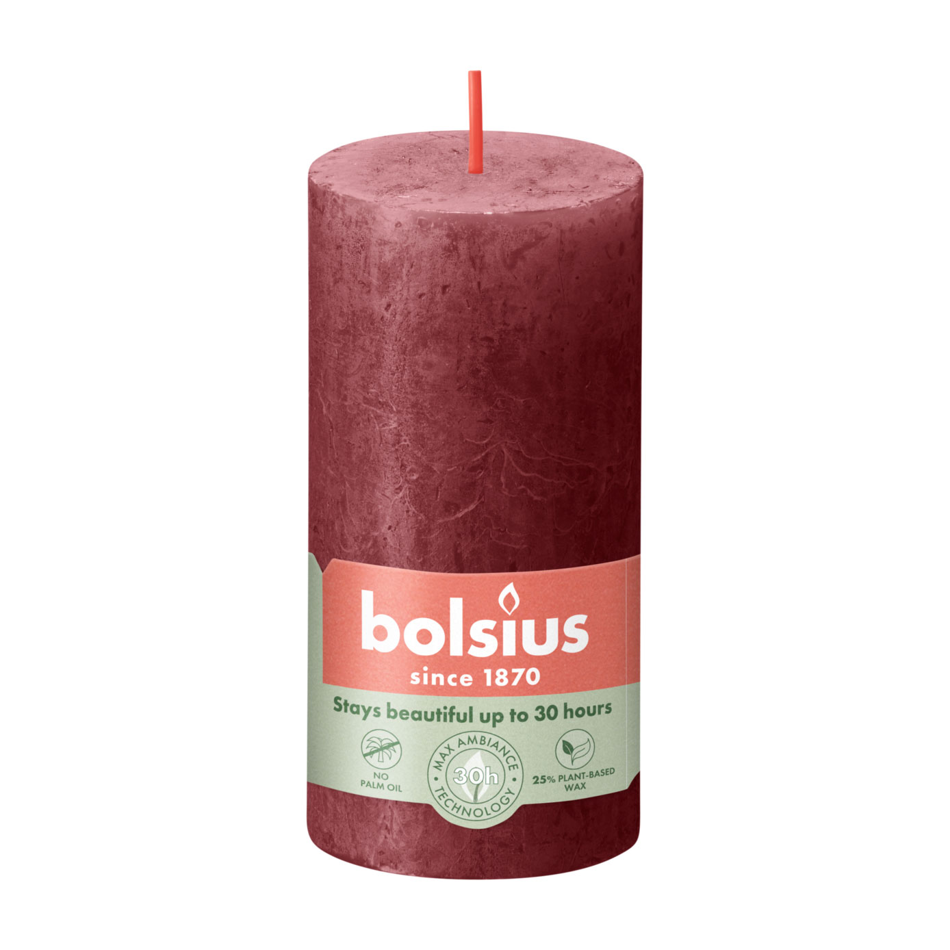 

Циліндрична свічка Bolsius Rustic Shine Оксамитово-червоний, 100*50 мм