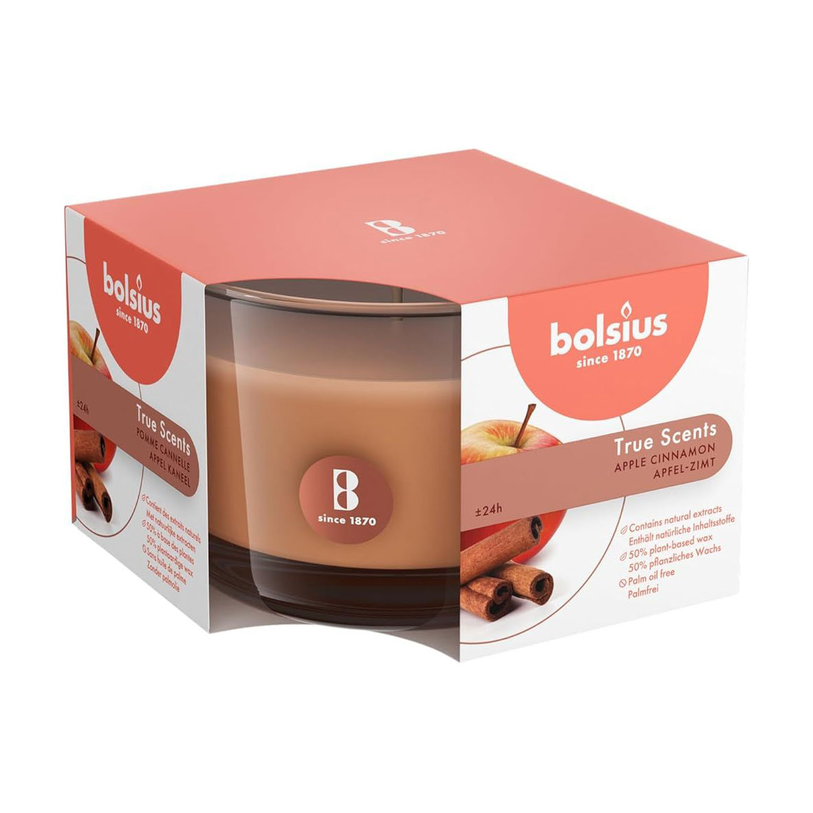 

Ароматична свічка в склянці Bolsius True Scents Apple Cinnamon, 63*90 мм