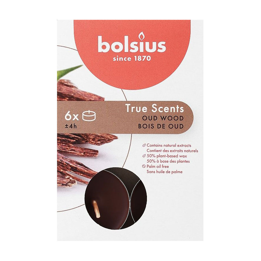 

Ароматичні свічки Bolsius True Scents Oud Wood, 6 шт