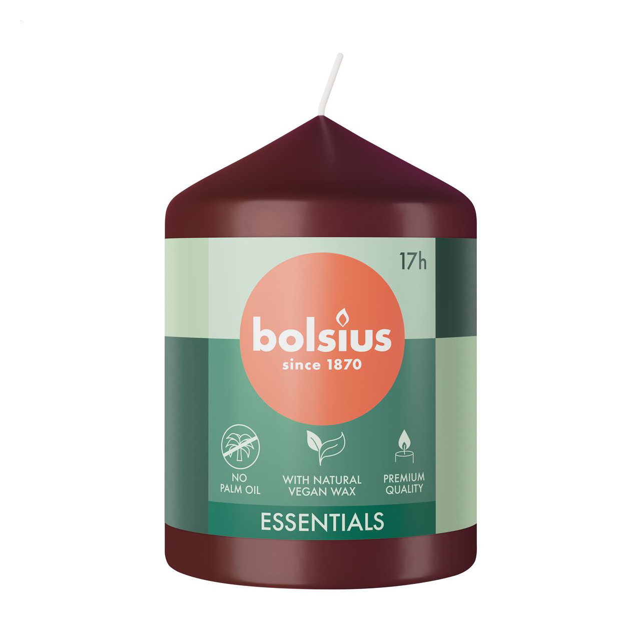 

Циліндрична свічка Bolsius Essentials Оксамитово-червоний, 80*58 мм