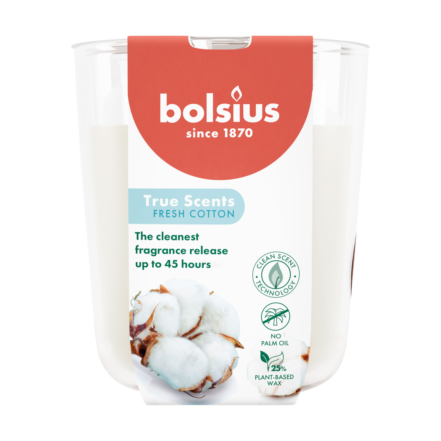 

Ароматична свічка в склянці Bolsius True Scents Fresh Cotton, 97*85 мм