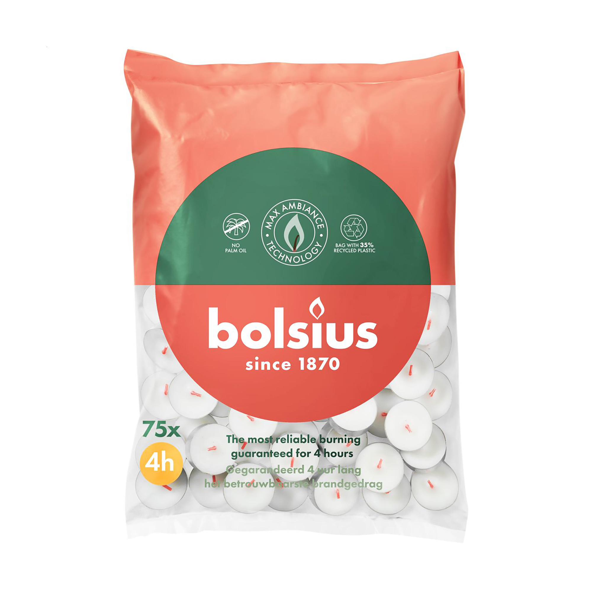 

Чайні свічки Bolsius Tealights, білі, 75 шт