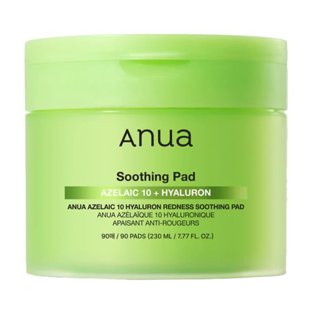 

Заспокійливі педи для обличчя Anua Azelaic 10 Hyaluron Redness Soothing Pad з азелаїновою та гіалуроновою кислотою, 230 мл