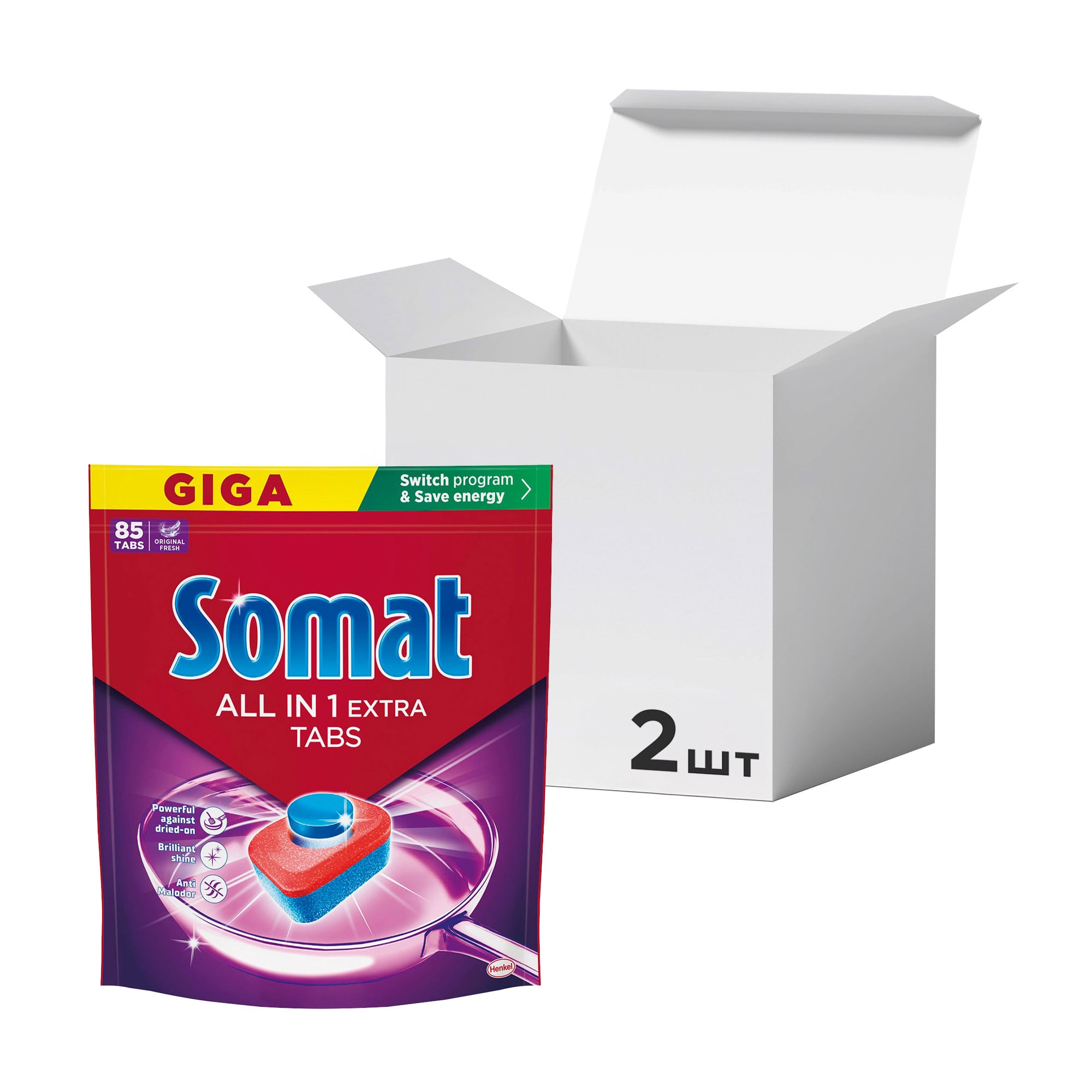 

Упаковка таблеток для посудомийної машини Somat All in 1 Extra, 85 шт * 2 шт