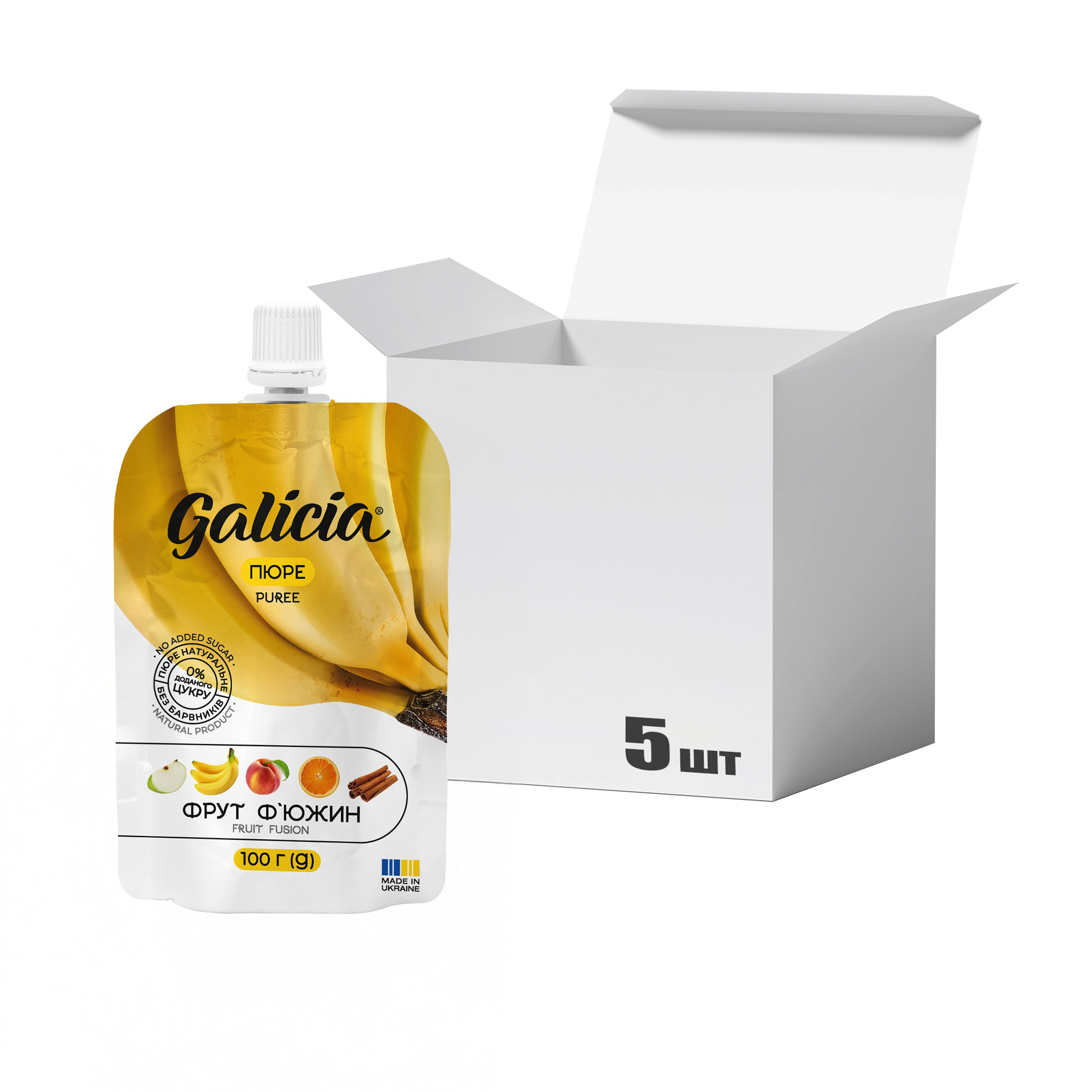 

Упаковка пюре Galicia Фрут ф'южин, 100 г * 5 шт