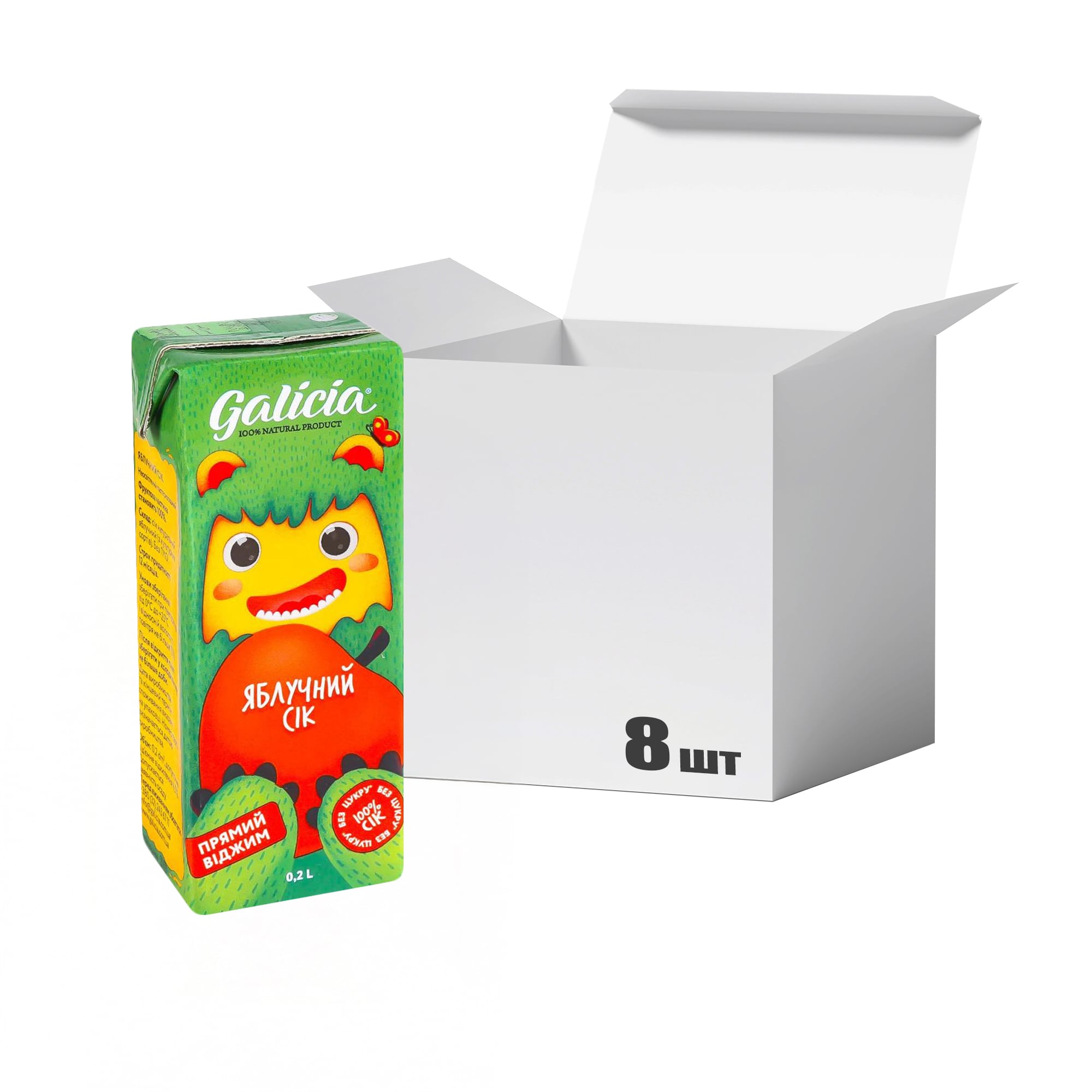 

Упаковка соків Galicia Яблучний, 200 мл * 8 шт