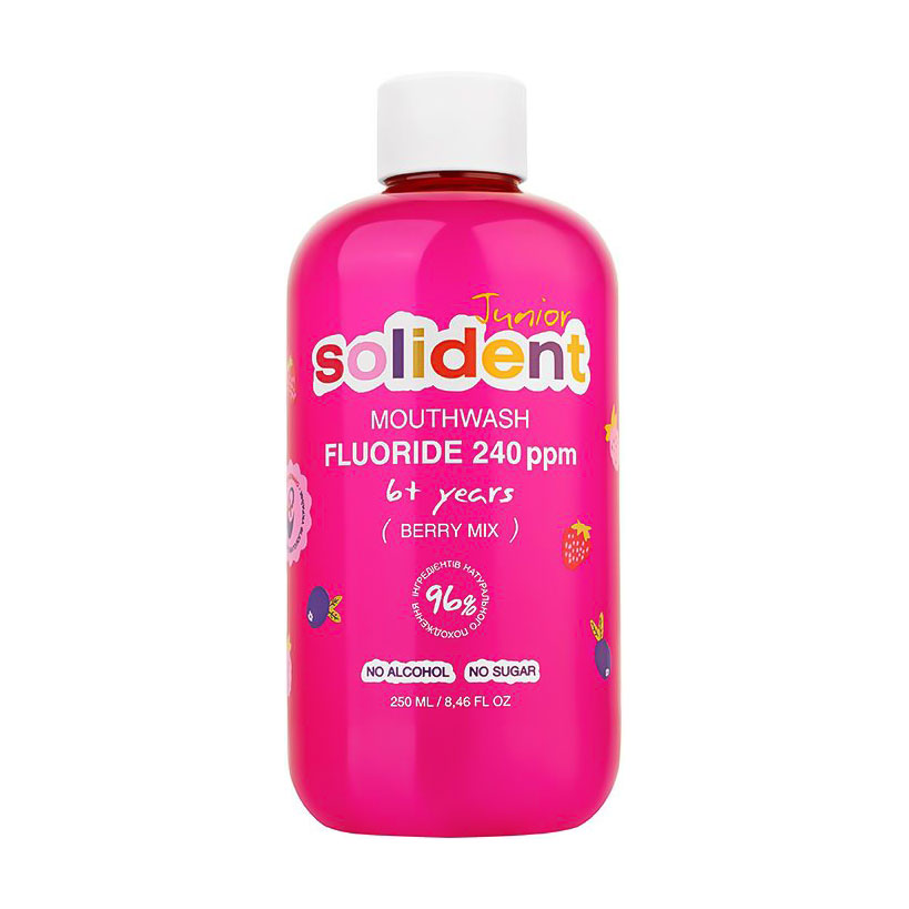 

Дитячий ополіскувач для ротової порожнини Solident Junior з ягідним міксом, від 6 років, 250 мл
