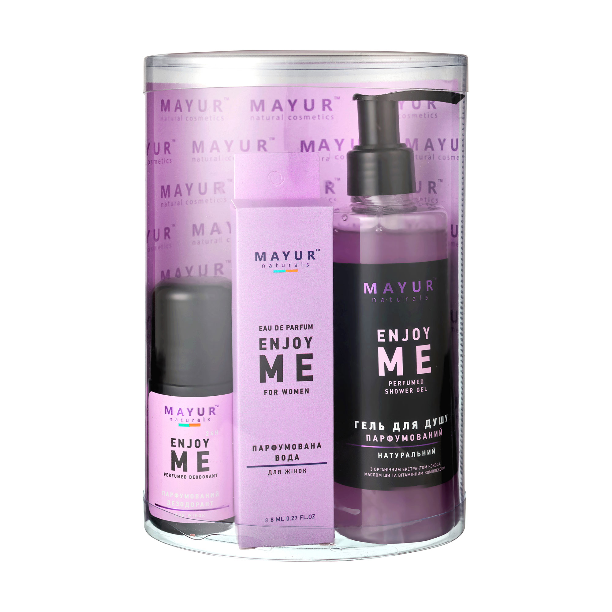

Подарунковий набір для тіла Mayur Enjoy Me (гель для душу, 200 мл + дезодорант, 50 мл + парфумована вода жіноча, 8 мл)