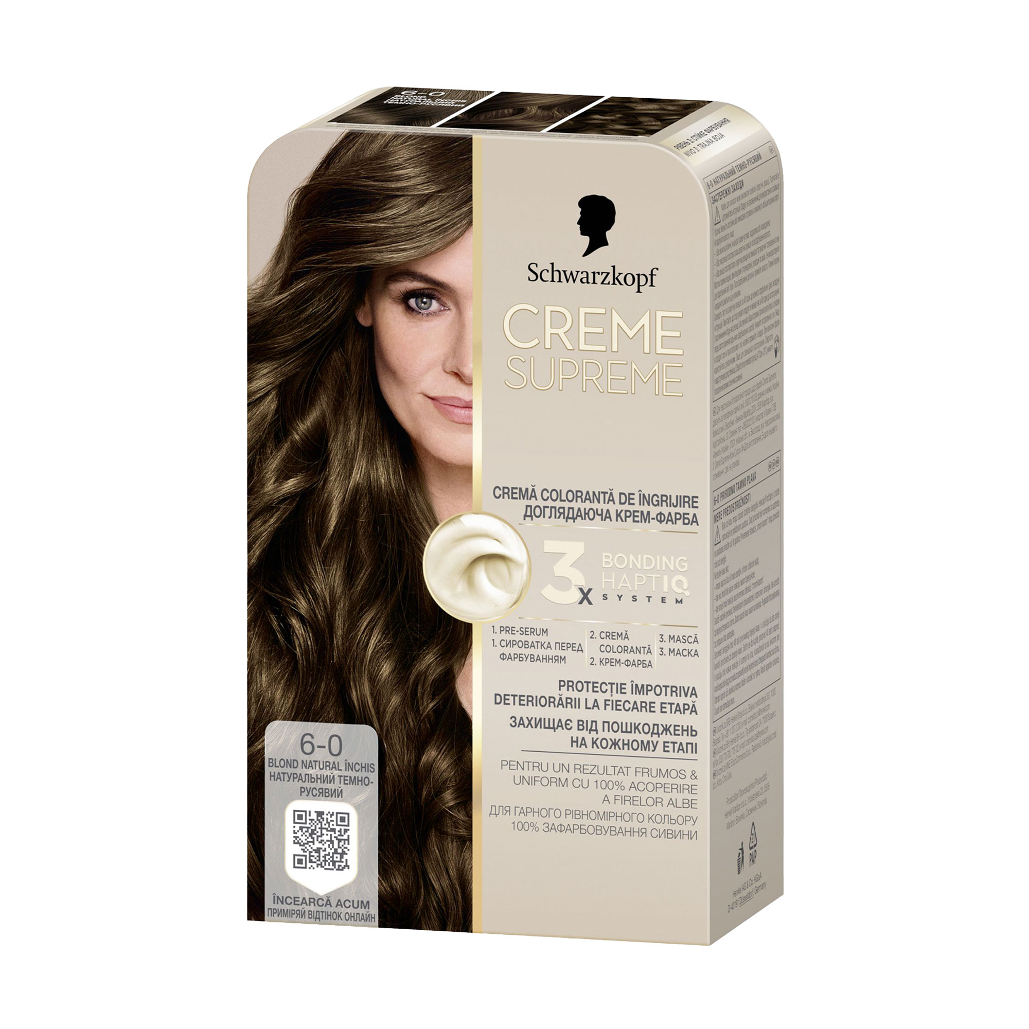 

Перманентна крем-фарба для волосся Creme Supreme 6-0 Натуральний темно-русявий, 182 мл