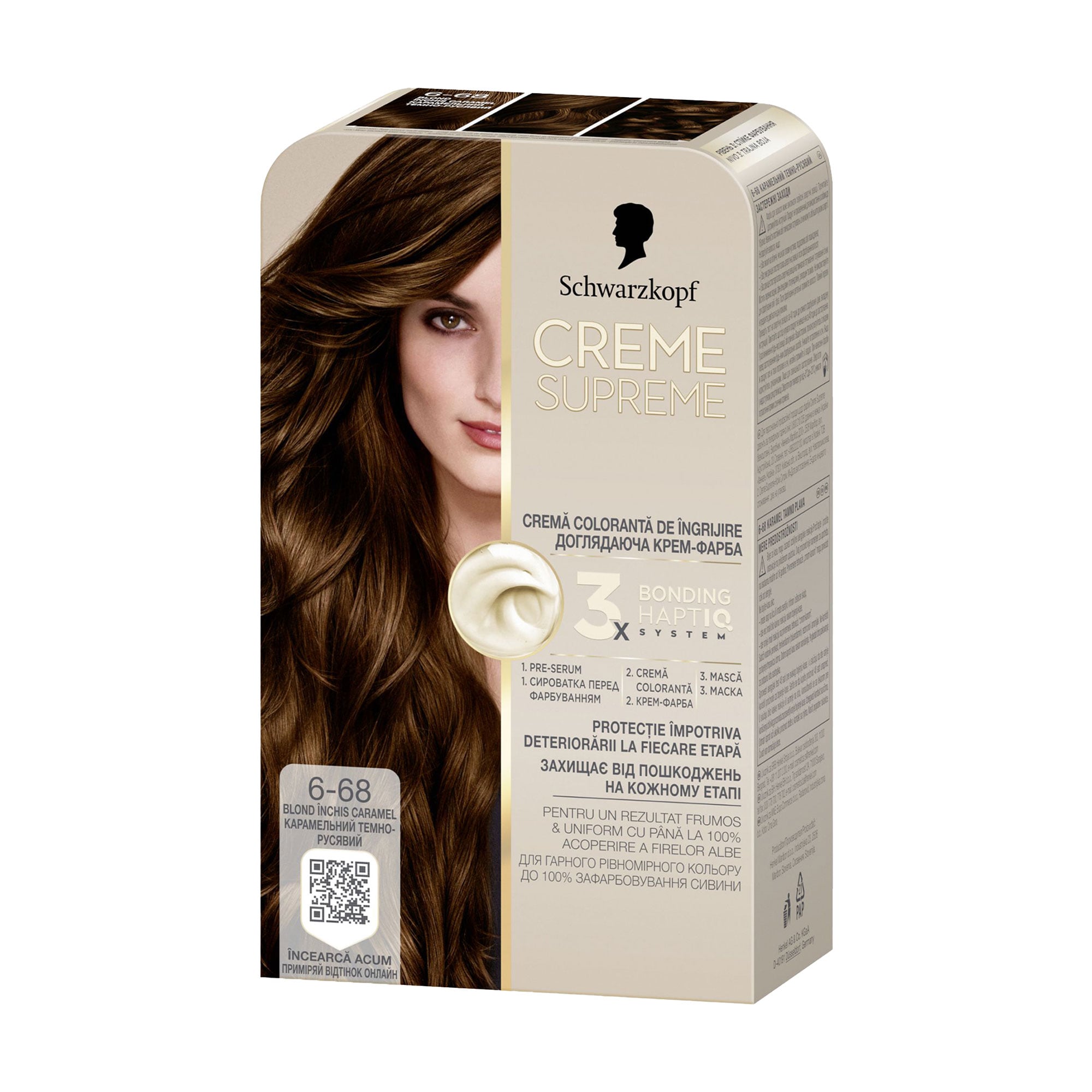 

Перманентна крем-фарба для волосся Creme Supreme 6-68 Карамельний темно-русявий, 182 мл