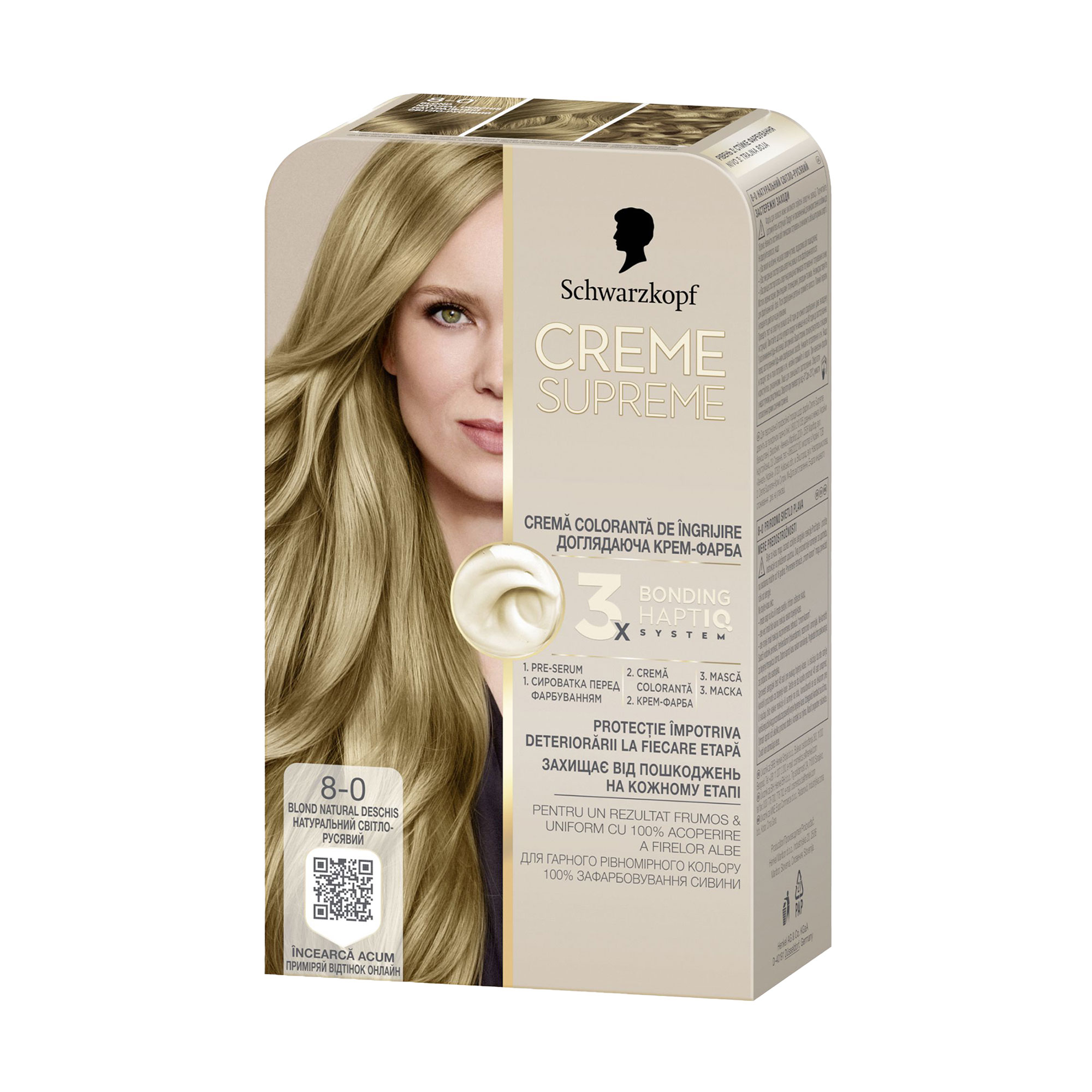 

Перманентна крем-фарба для волосся Creme Supreme 8-0 Натуральний світло-русявий, 182 мл