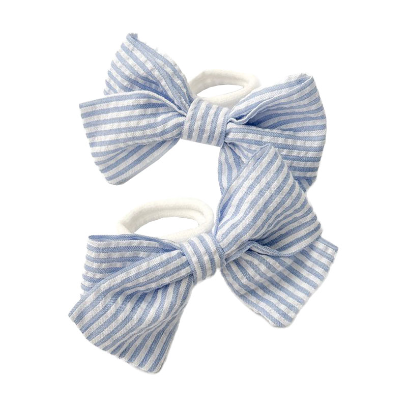 

Бант для волосся Miso Бавовна, на резинці, блакитна полоска, 2 шт (BAN86)