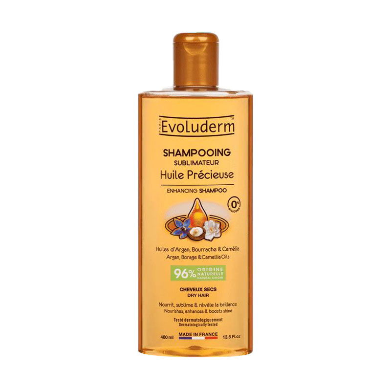 

Зміцнювальний шампунь Evoluderm Precious Oil Enhancing Shampoo для сухого волосся, з цінними оліями, 400 мл