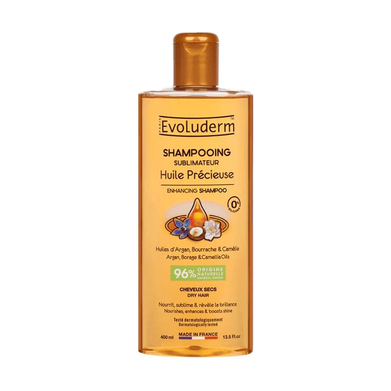 

Зміцнювальний шампунь Evoluderm Precious Oil Enhancing Shampoo для сухого волосся, з цінними оліями, 400 мл
