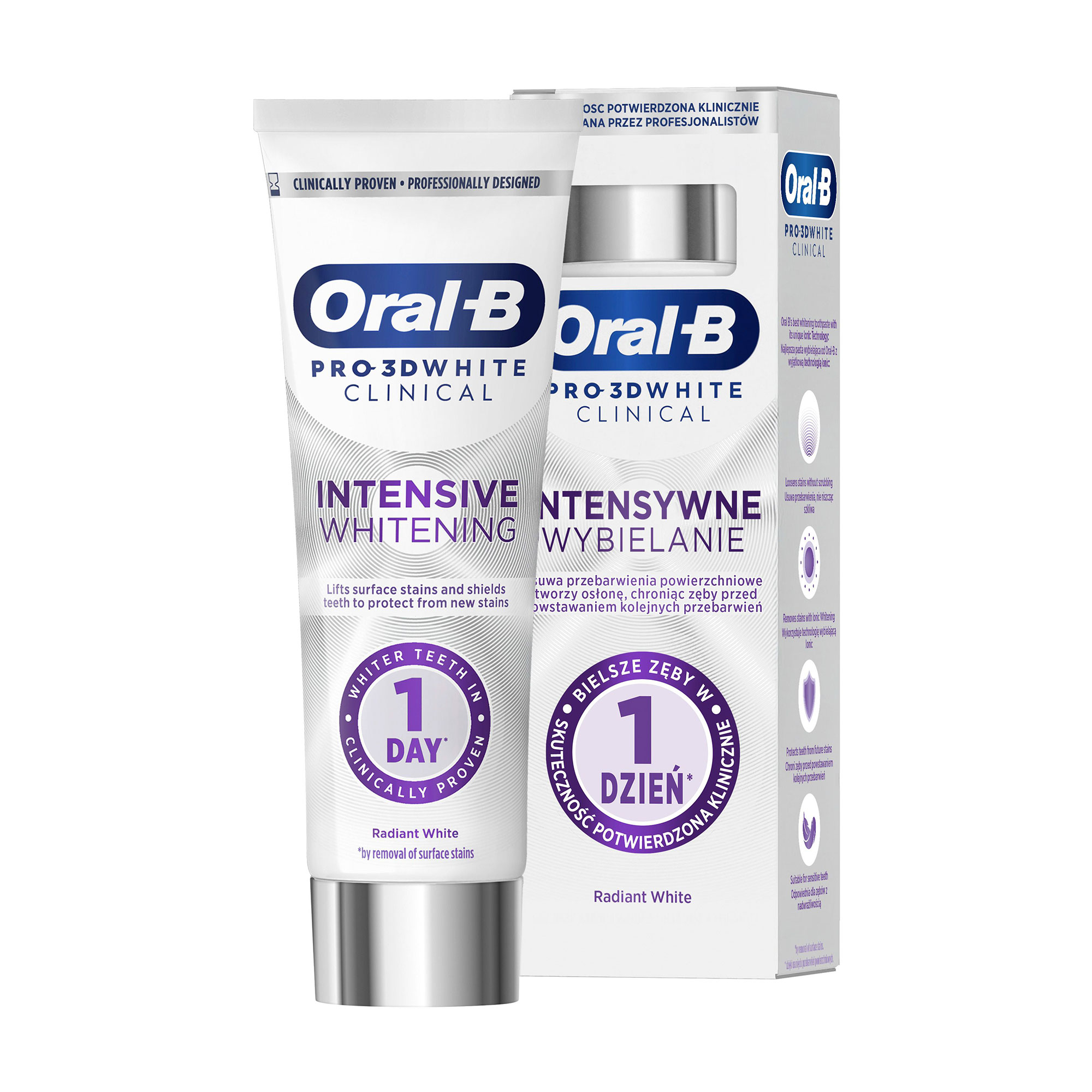 

Зубна паста Oral-B Pro-3D White Clinical Intensive Whitening Сяюча білизна, 75 мл