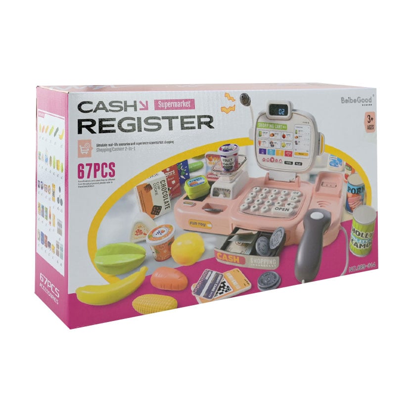 

Дитячий ігровий набір Shantou Jinxing Касовий аппарат, на батарейках, зі звуком, у коробці, від 3 років, 30.5*14*16 см, 67 елементів (889-314)