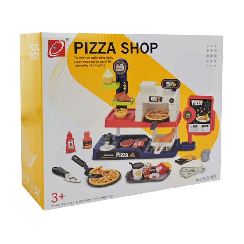 

Дитячий ігровий набір Shantou Jinxing Піцерія, на батарейках, зі звуком, від 3 років, у коробці, 39.5*11.5*26 см, 66 елементів (668-153)