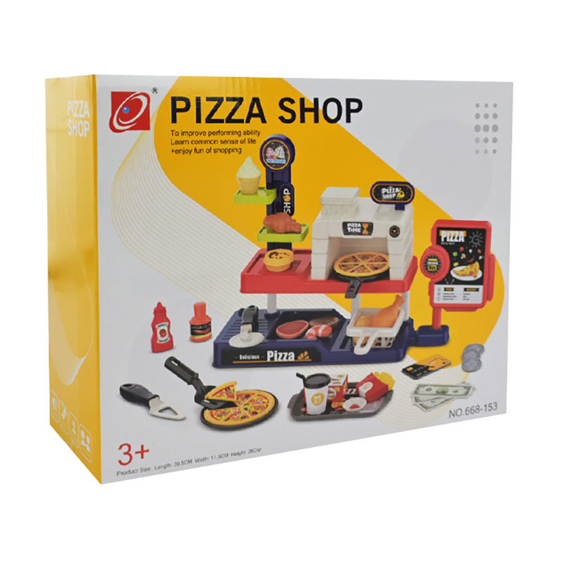 

Дитячий ігровий набір Shantou Jinxing Піцерія, на батарейках, зі звуком, від 3 років, у коробці, 39.5*11.5*26 см, 66 елементів (668-153)