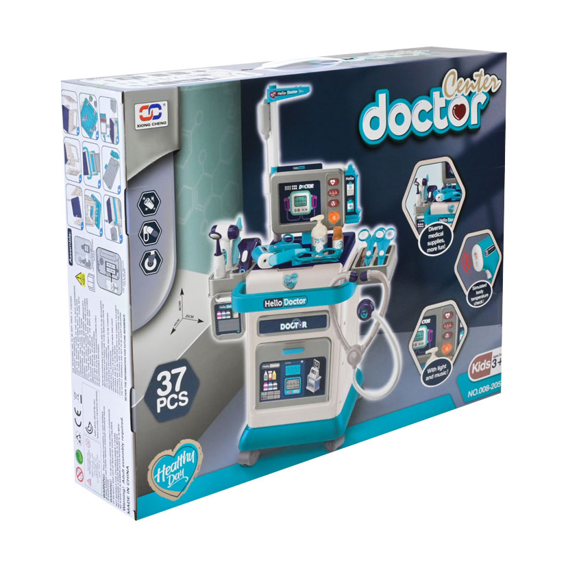 

Дитячий іграшковий набір Shantou Jinxing Лікар, на батарейках, зі світлом та звуком, у коробці, від 3 років, 49*39*10.5 см, 37 предметів (008-205)