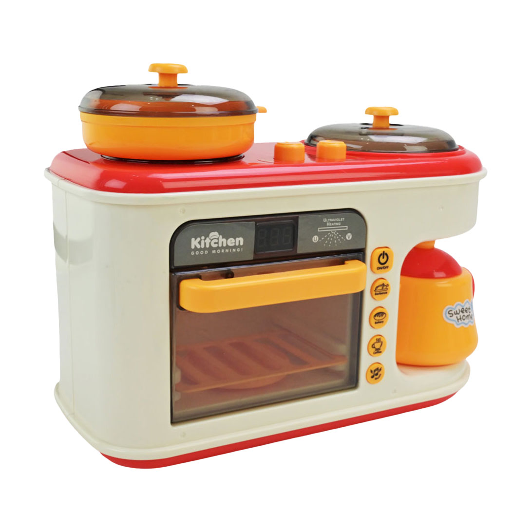 

Дитячий іграшковий набір Shantou Jinxing Кухня, на батарейках, зі світлом та звуком, червоний, у коробці, 34*17.5*26 см, 21 предмет (G775A)