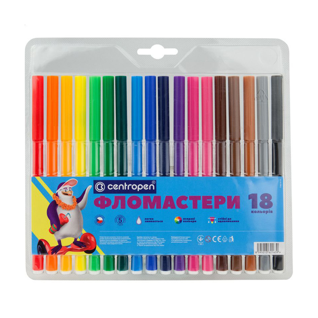 

Набір кольорових фломастерів Centropen 18 кольорів (7790/18)