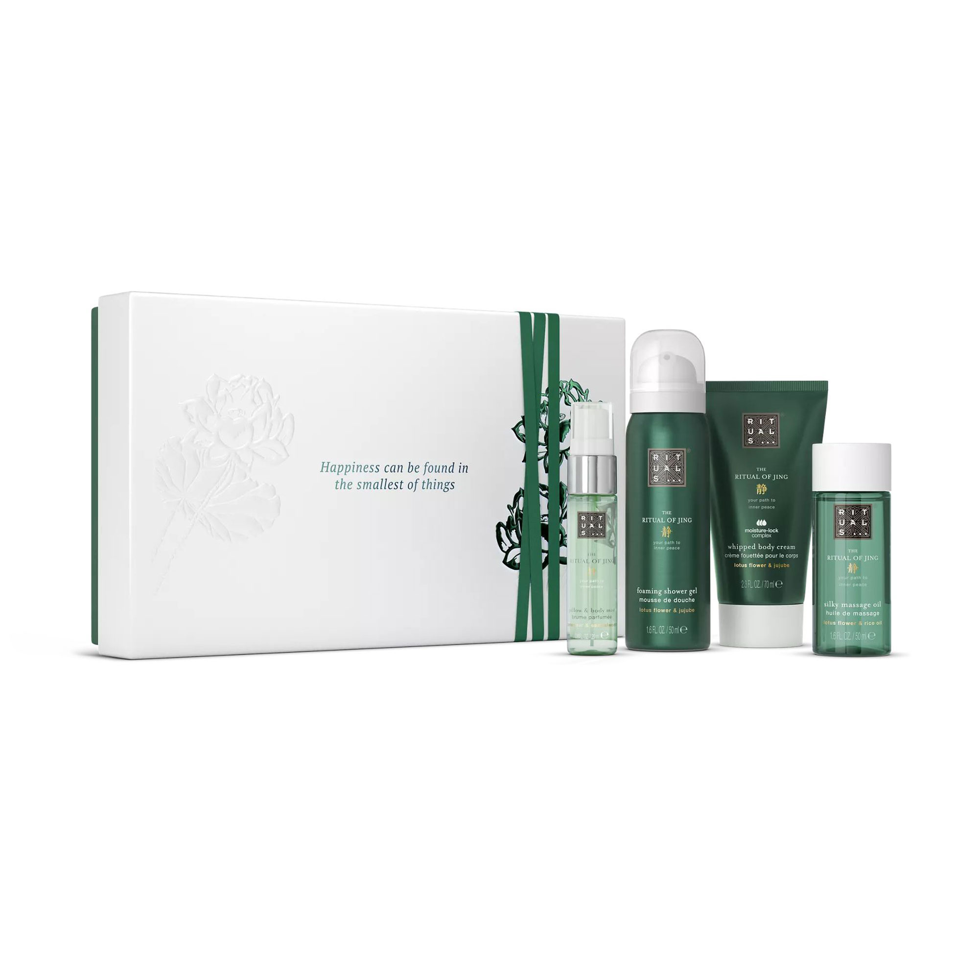 

Набір для тіла Rituals Jing Small Gift Set 2025 (гель-піна для душу, 50 мл + спрей, 20 мл + олія, 50 мл + крем, 70 мл)