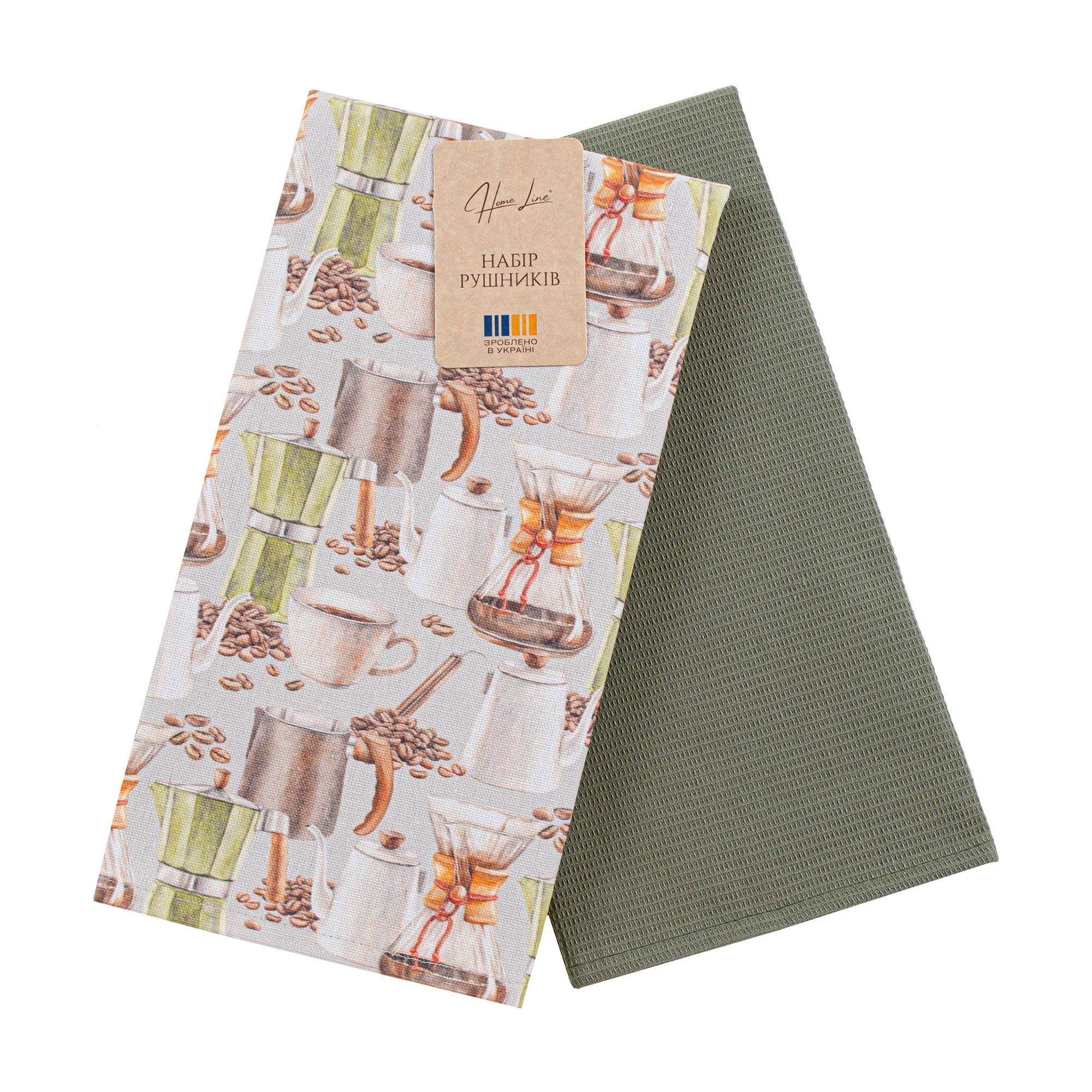 

Набір кухонних рушників вафельних Home Line Кемікс, світлий авокадо, 40*60 см, 2 шт (195587)