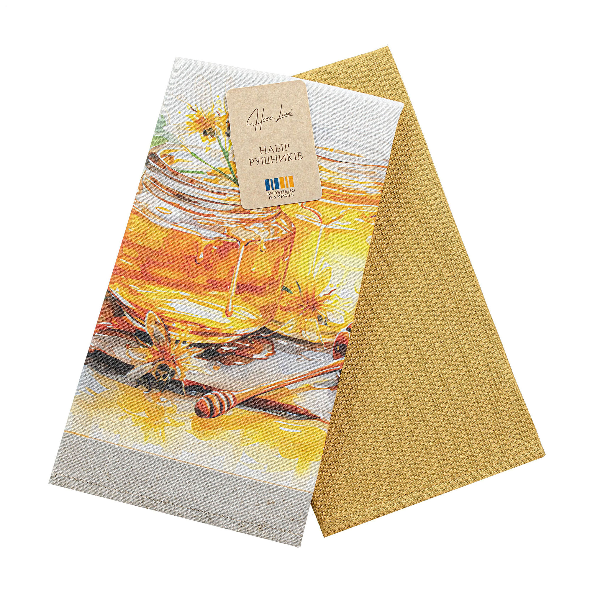 

Набір кухонних рушників вафельних Home Line Медова ідилія, світла охра, 40*60 см, 2 шт (195585)