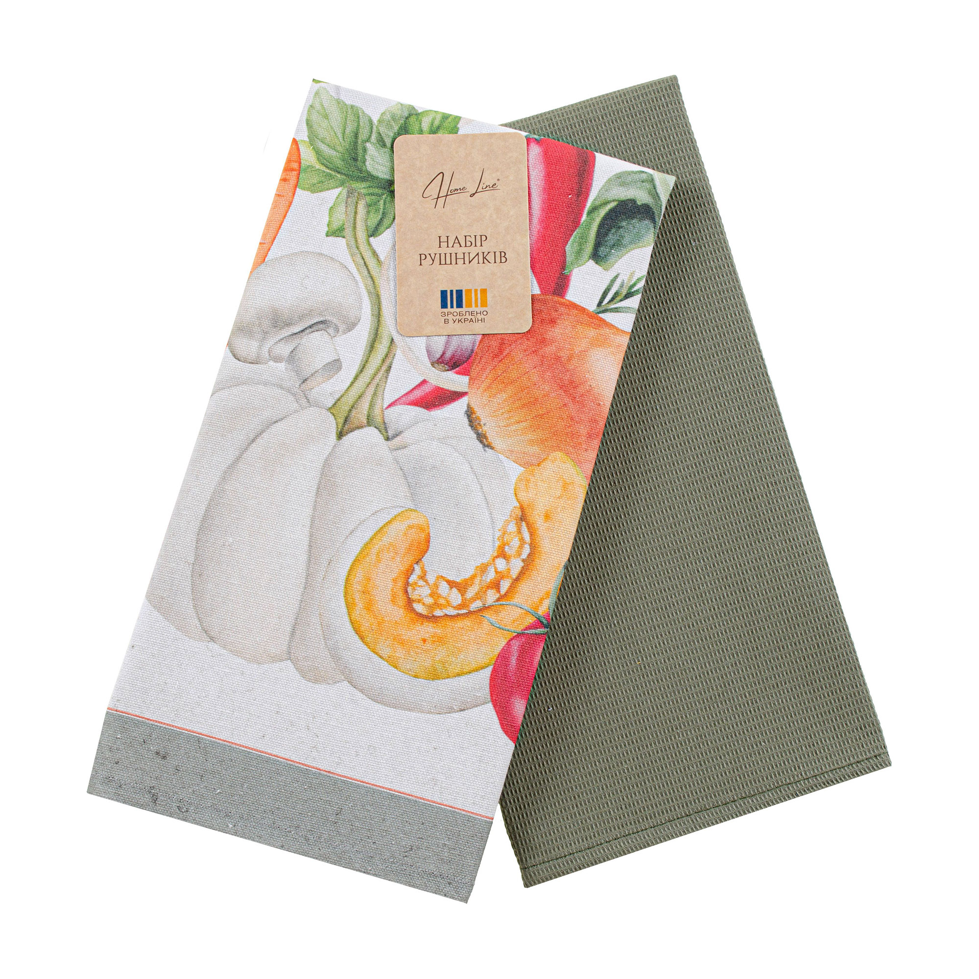 

Набір кухонних рушників вафельних Home Line Овочева феєрія, світлий авокадо, 40*60 см, 2 шт (195586)