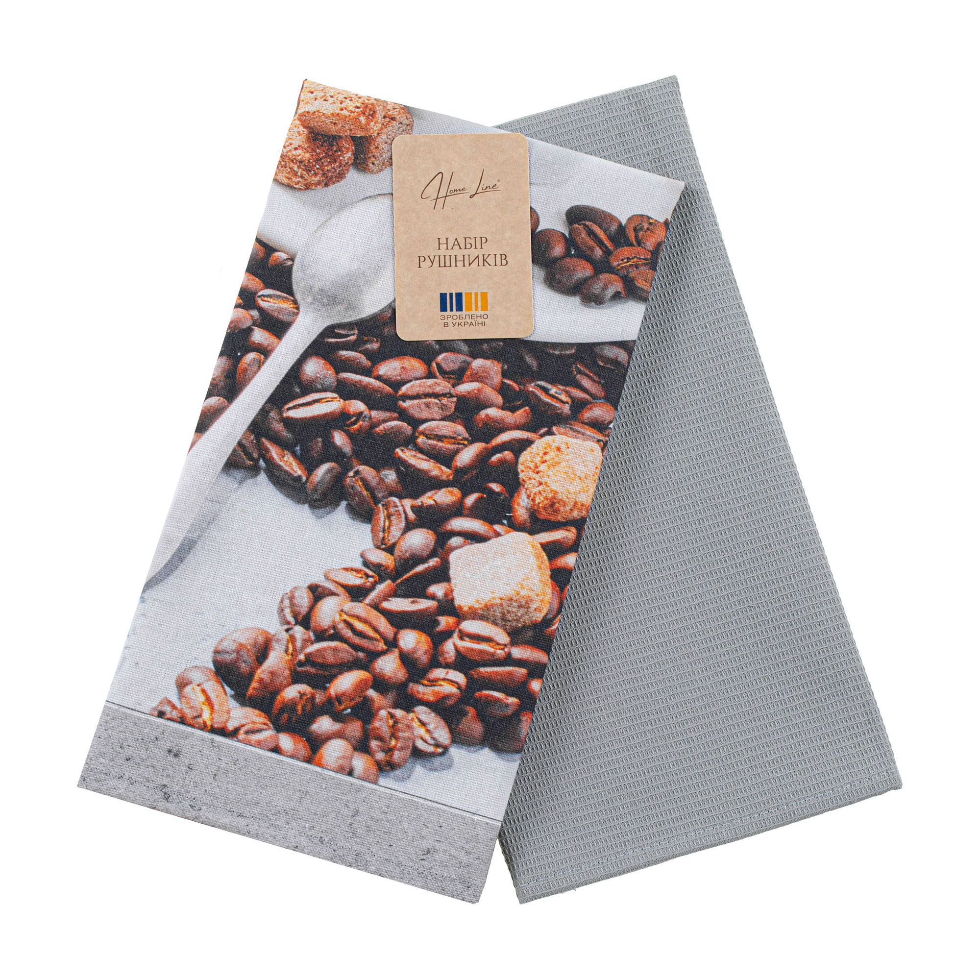 

Набір кухонних рушників вафельних Home Line Ранкова кава, сірий, 40*60 см, 2 шт (195589)