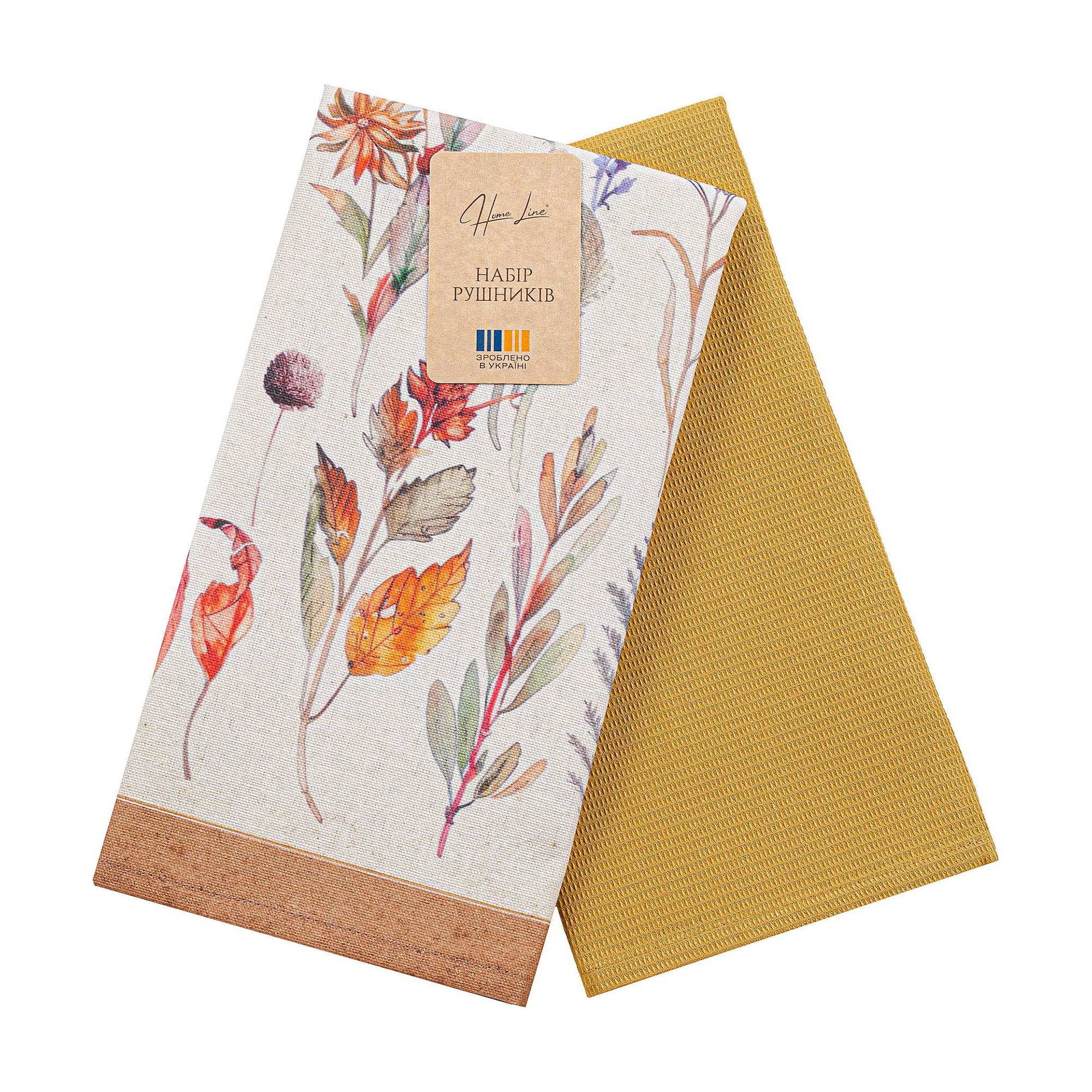 

Набір кухонних рушників вафельних Home Line Гербарій, світла охра, 40*60 см, 2 шт (195584)