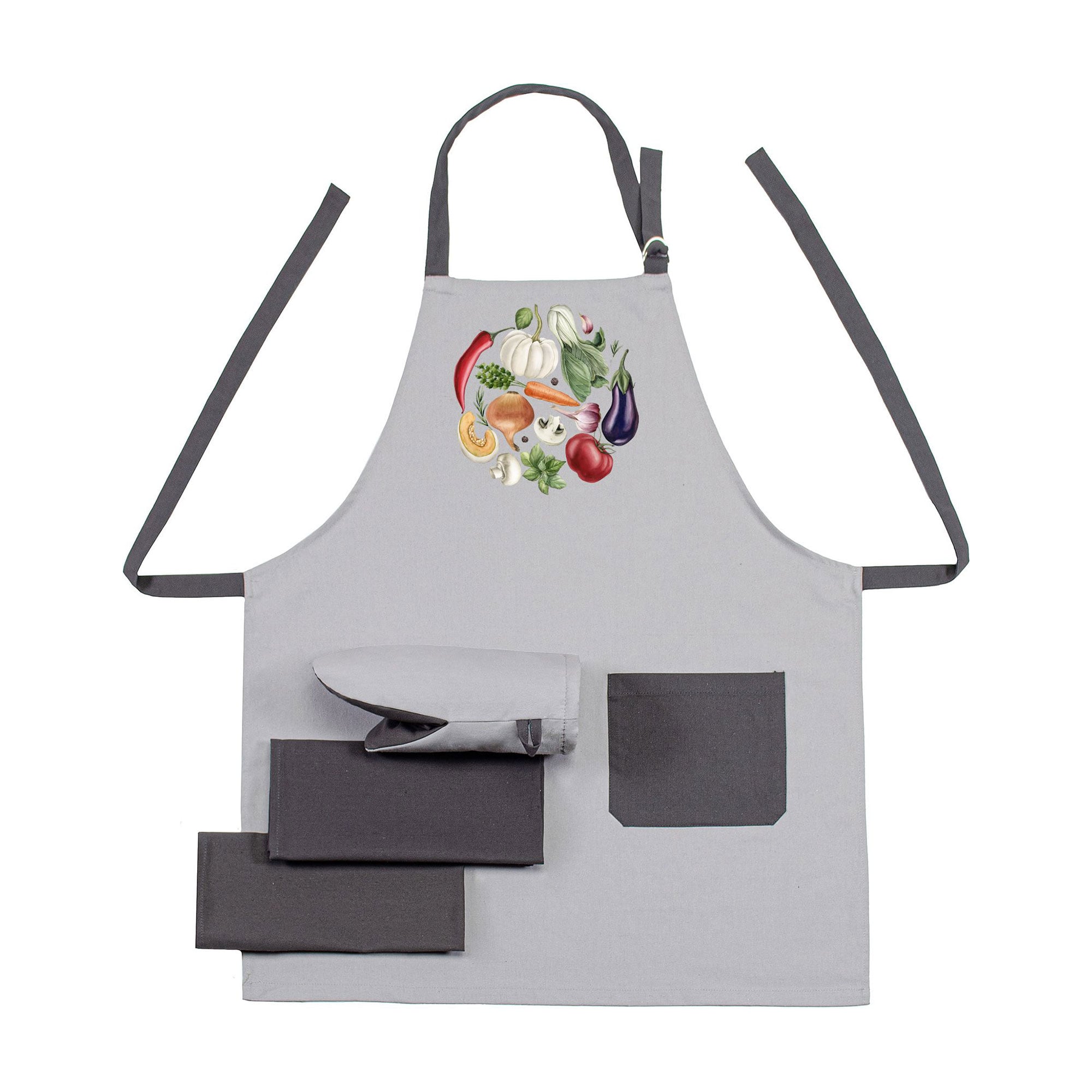 

Набір Home Line Овочева феєрія, сірий (фартух, 1 шт + рукавичка, 1 шт + рушник, 40*60, 2 шт) (напівпанама) (195583)