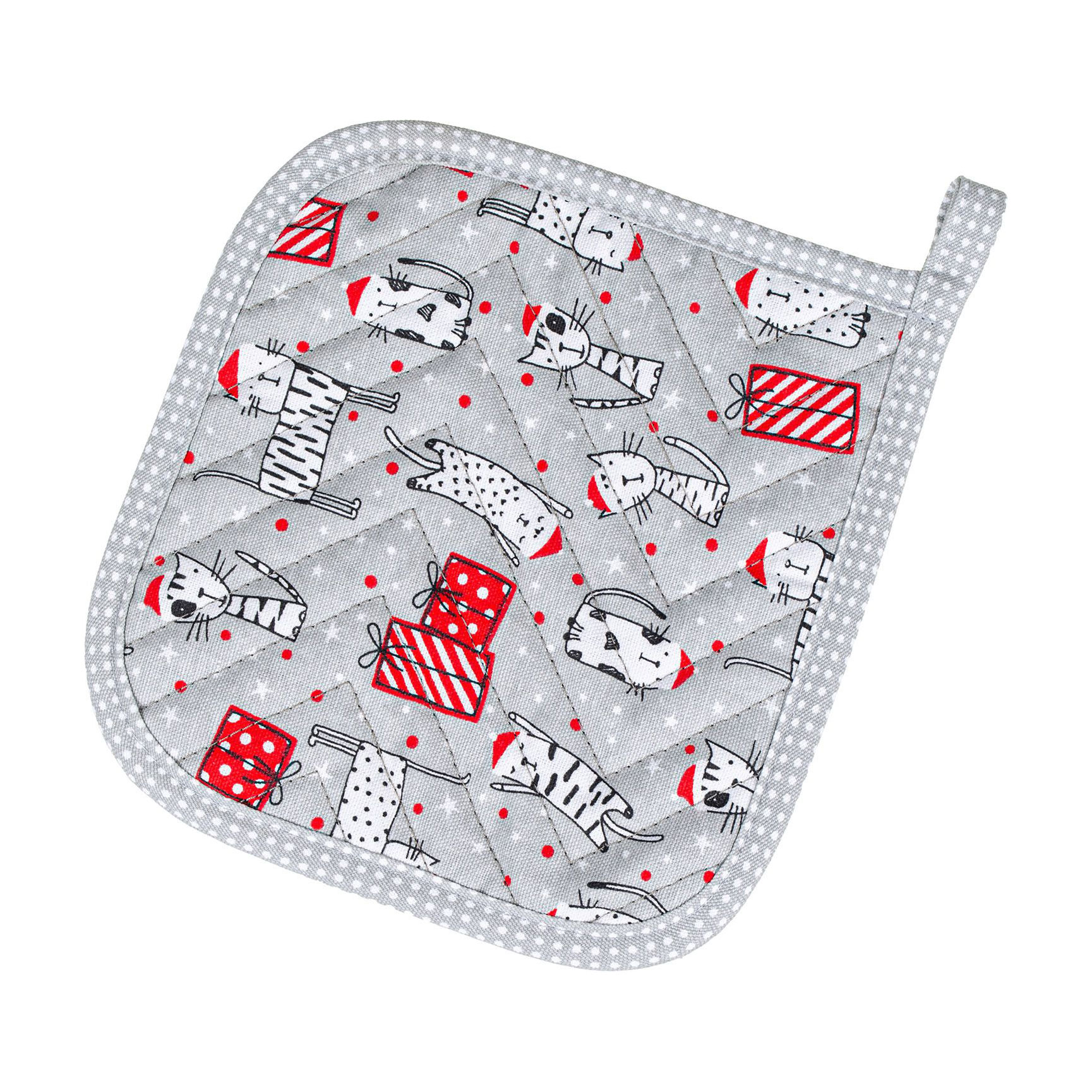 

Прихватка кухонна Home Line Коти святкові, світло-сірі, напівпанама, 20*20 см (189859)