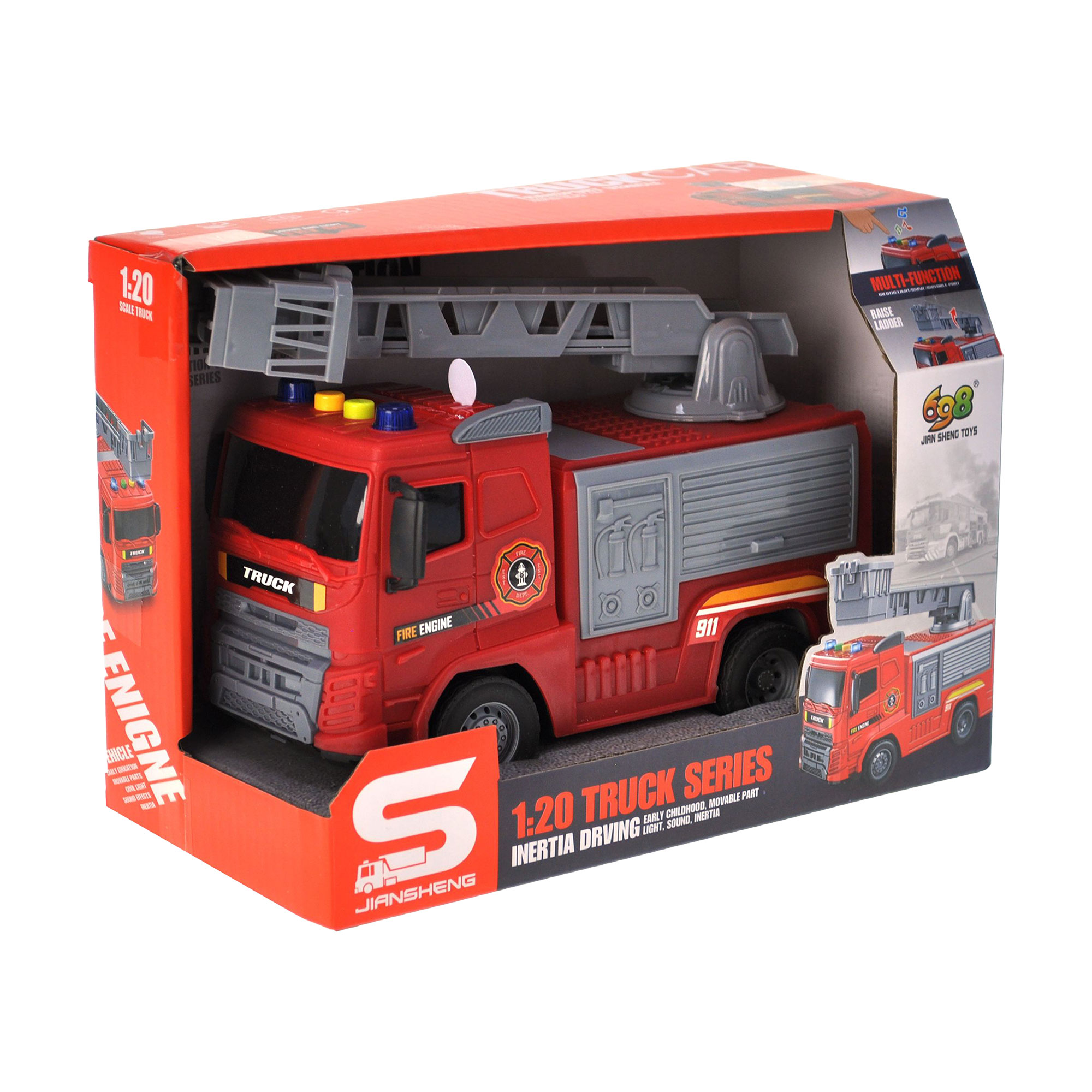 

Дитяча іграшка YG Toys Пожежна машина, інерційна, озвучена, зі світлом, в коробці, від 3 років, 23*12*16 см (JS178)