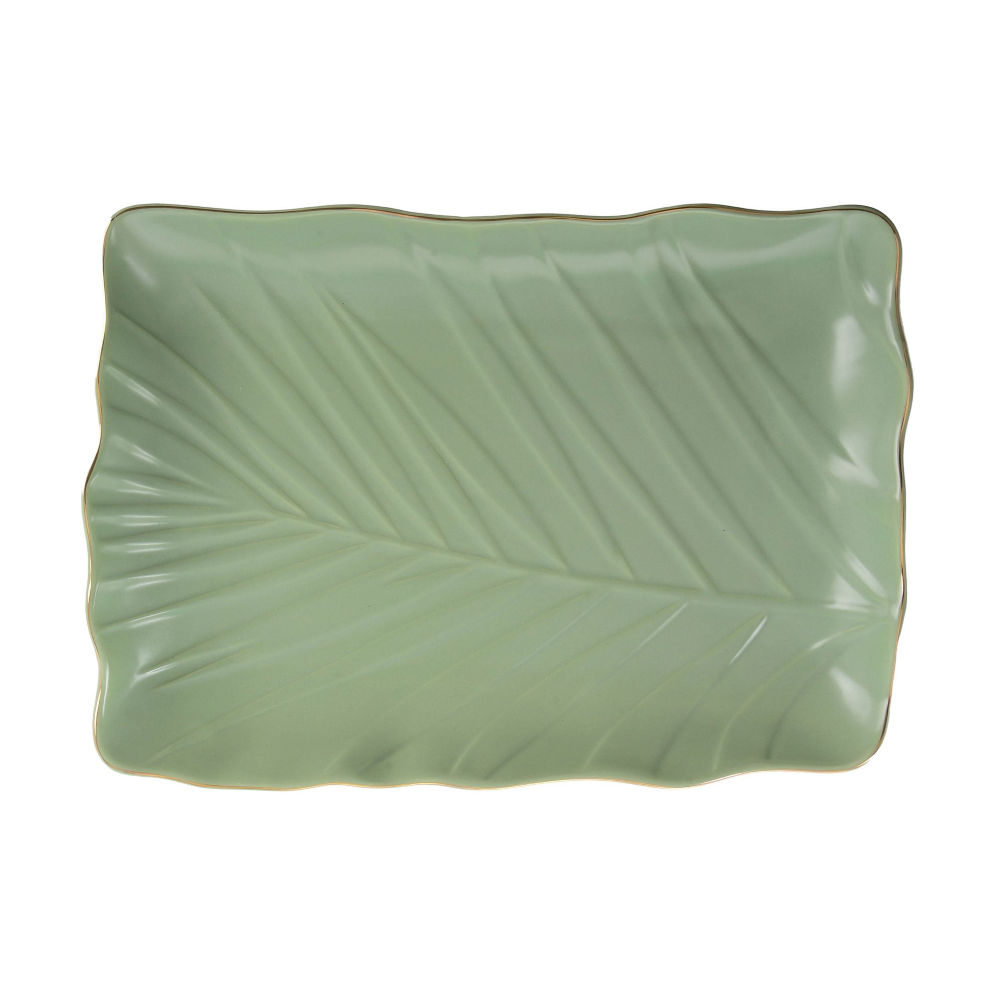 

Блюдо Limited Edition Leaf прямокутне, зелене золото, 24.5*17 см (B010791)