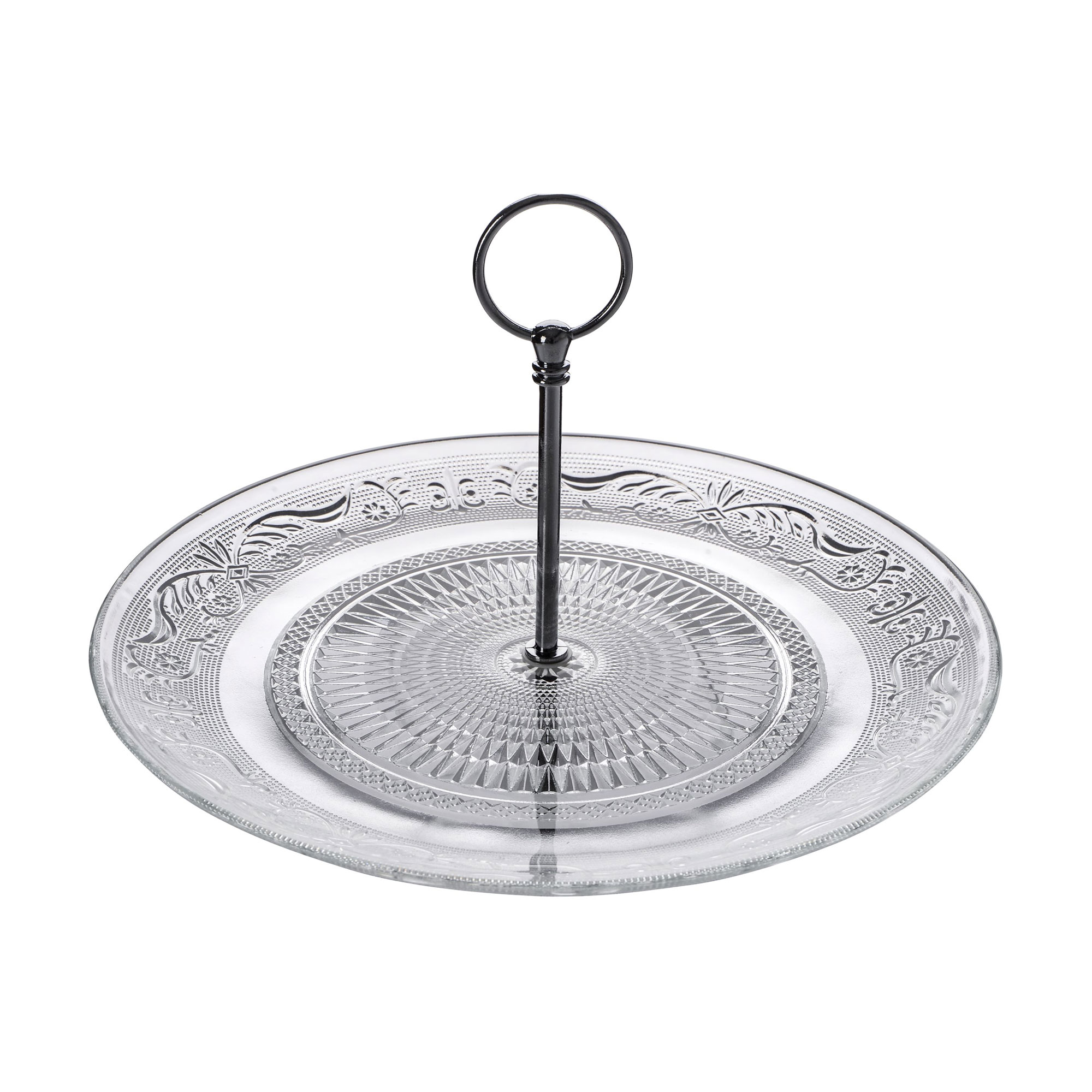 

Блюдо для фруктів Viva Lace кругле, з ручкою, прозоре, 29 см (SP12/T)