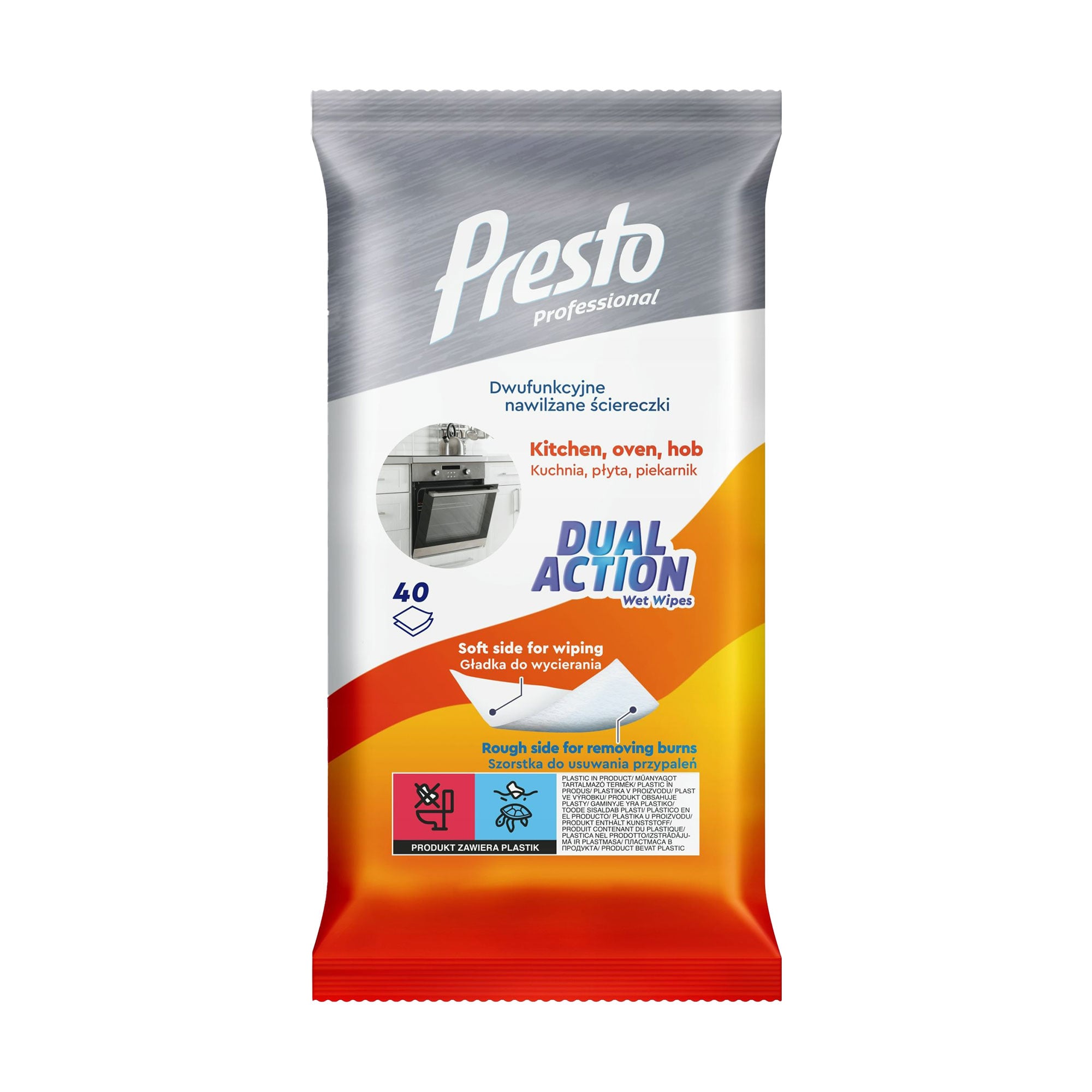 

Вологі серветки для кухні Presto Dual Action, 40 шт