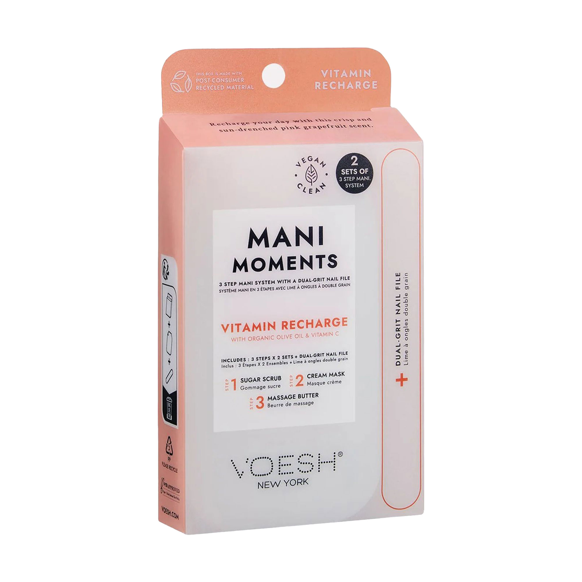 

Набір для догляду за руками та нігтями VOESH Mani Moments Вітамінна зарядка (маска, 2*10 г + баттер, 2*7 г + скраб, 2*10 г)