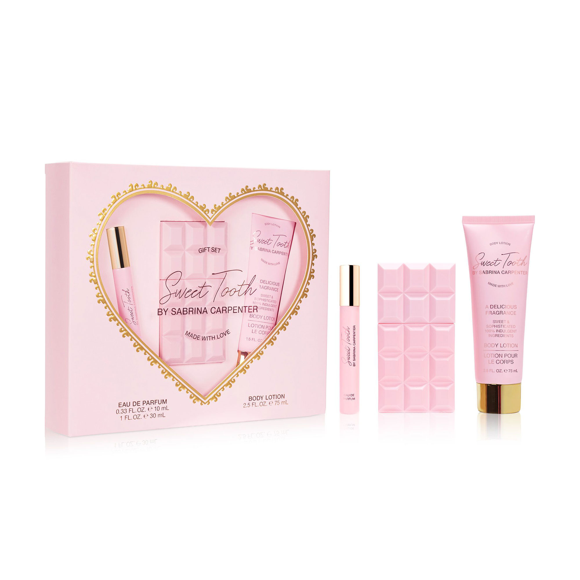 

Парфумований набір Sabrina Carpenter Sweet Tooth жіночий (парфумована вода, 30 мл + парфумована вода, 10 мл + лосьйон для тіла, 75 мл)