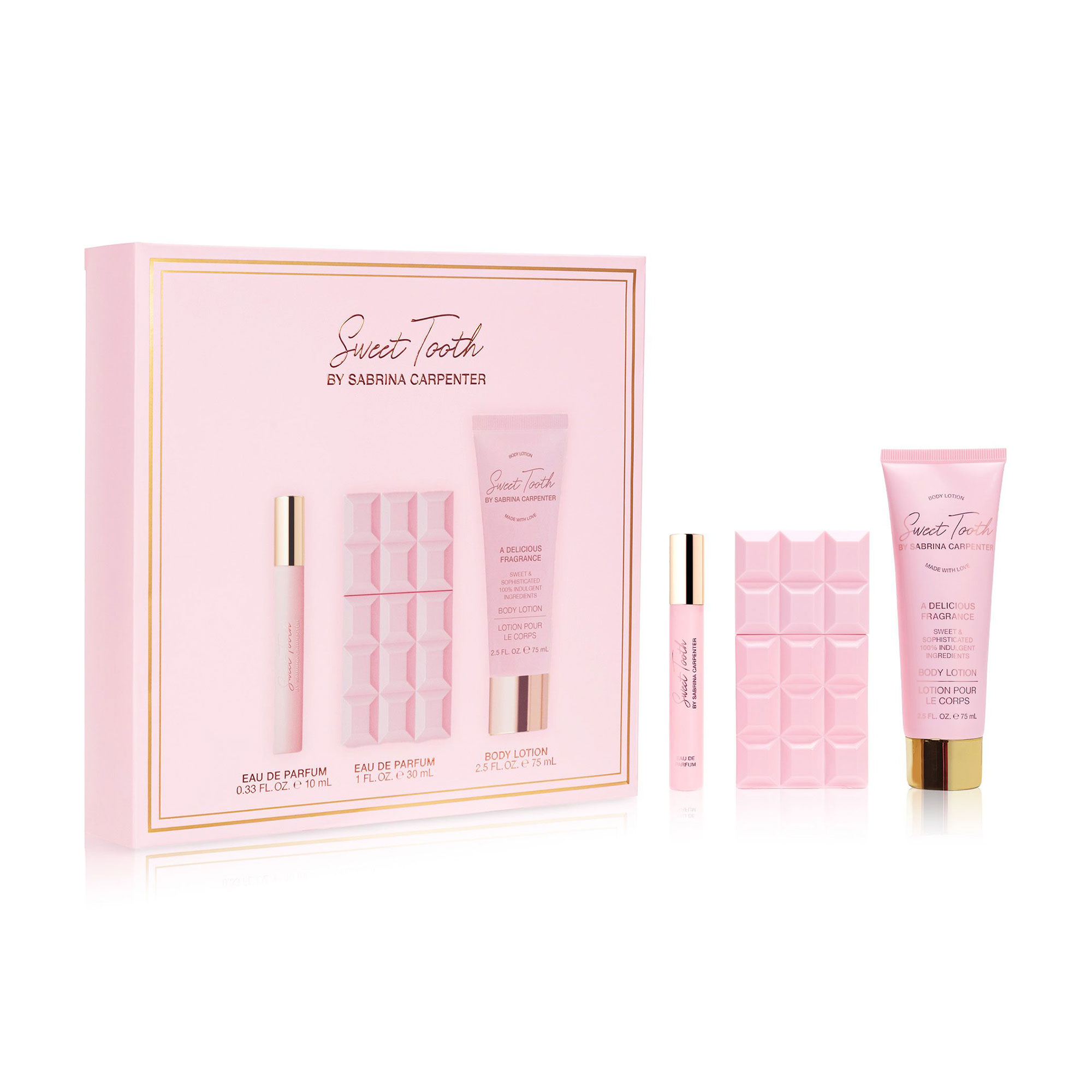 

Парфумований набір жіночий Sabrina Carpenter Sweet Tooth (парфумована вода, 30 мл + парфумована вода, 10 мл + лосьйон для тіла, 75 мл)