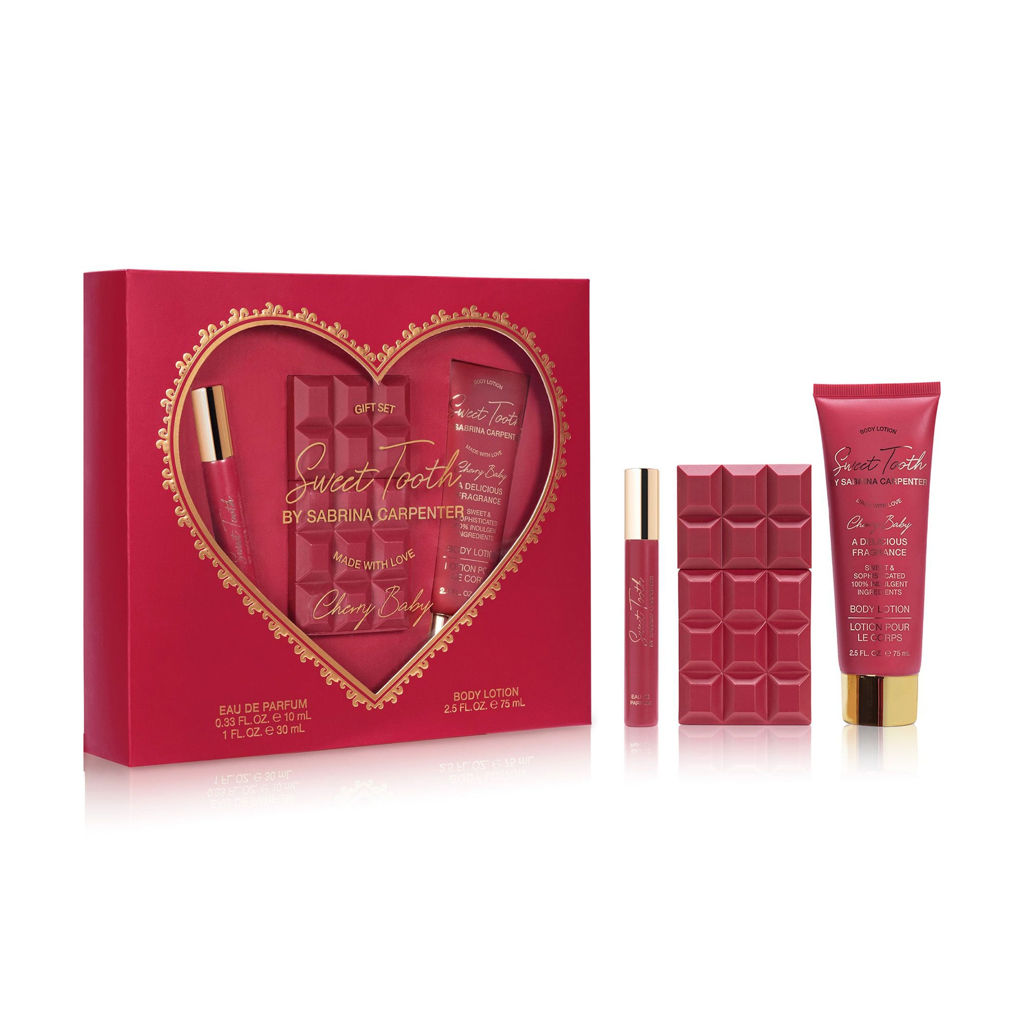 

Уцінка! Парфумований набір Sabrina Carpenter Cherry Baby жіночий (парфумована вода, 30 мл + парфумована вода, 10 мл + лосьйон для тіла, 75 мл)